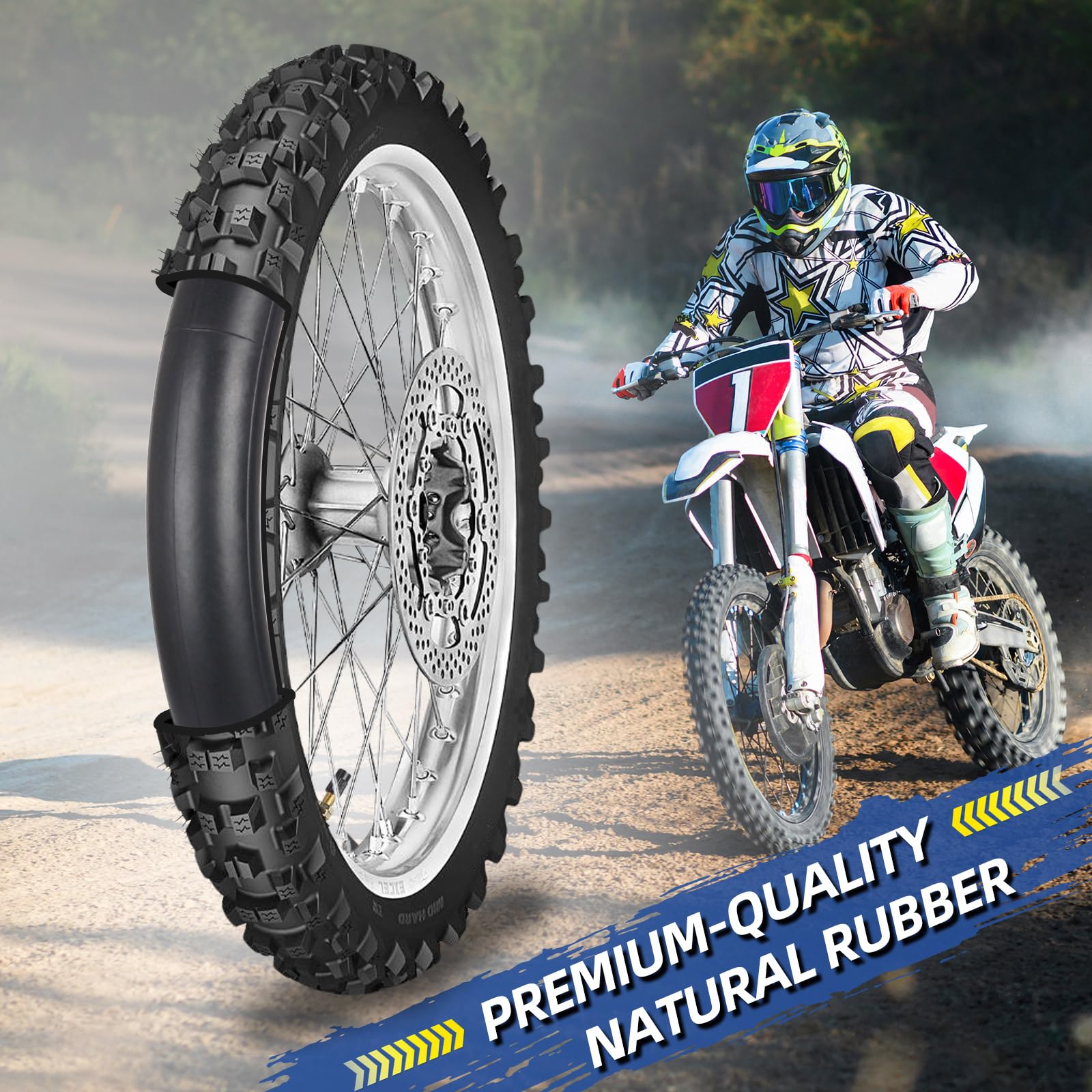 2.25/2.50-16” Dirt Bike Tubes (70/90-16), 2 Pack with TR4 Valve Stem, 16" Heavy-Duty Inner Tubes, Replacement Tubes for Off-road Motorcycle, Mini Bike, Dirt Bike, Pit Bike and More