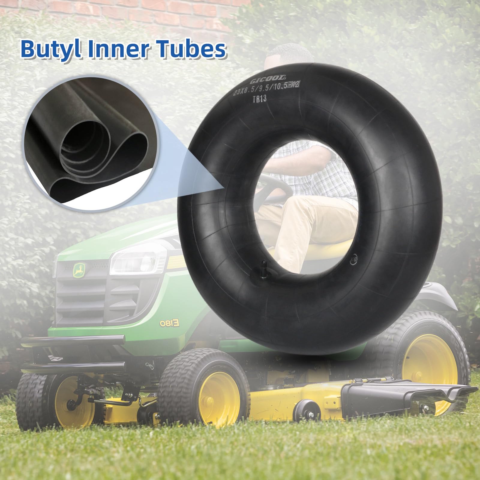 23x8.5-12 Butyl Inner Tubes, 2 Pack with TR13 Valve Stem, Heavy-Duty Inner Tubes, Replacement Tubes for John Deere Garden Tractor, Lawn Tractor, Riding Mower, MTD Rider