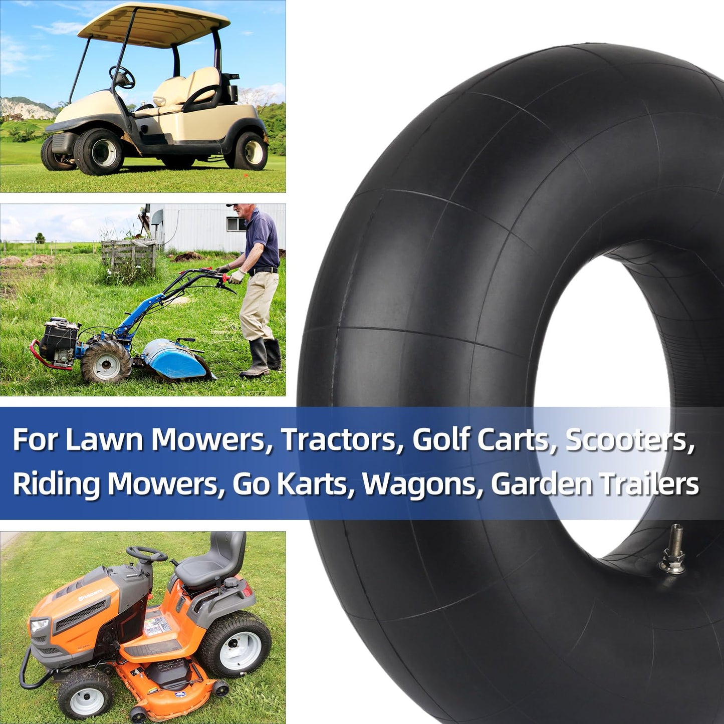 20x8.00-8 20x10.00-8 Inner Tubes, 2 Pack with TR4 Valve Stem, Heavy-Duty Replacement Tubes for Lawn Mowers, Tractors, Riding Mowers, Golf Carts, Scooters, Go Karts, Wagons, Garden Trailers