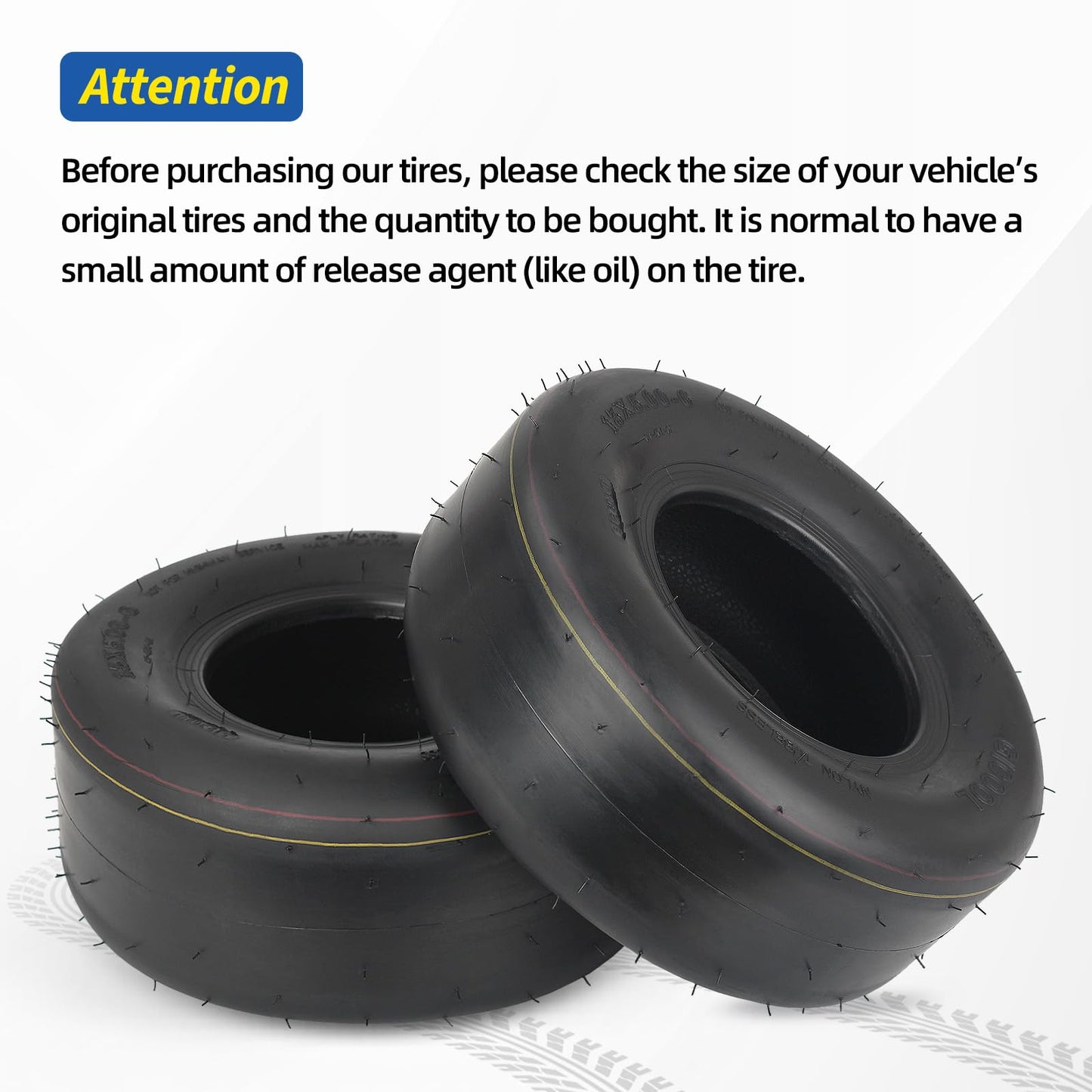 13x5.00-6 Lawn Mower Tubeless Tire, 13x5-6 Riding Zero Turn Lawnmower Smooth Turf Tyre, 4 Ply(2 Pack)