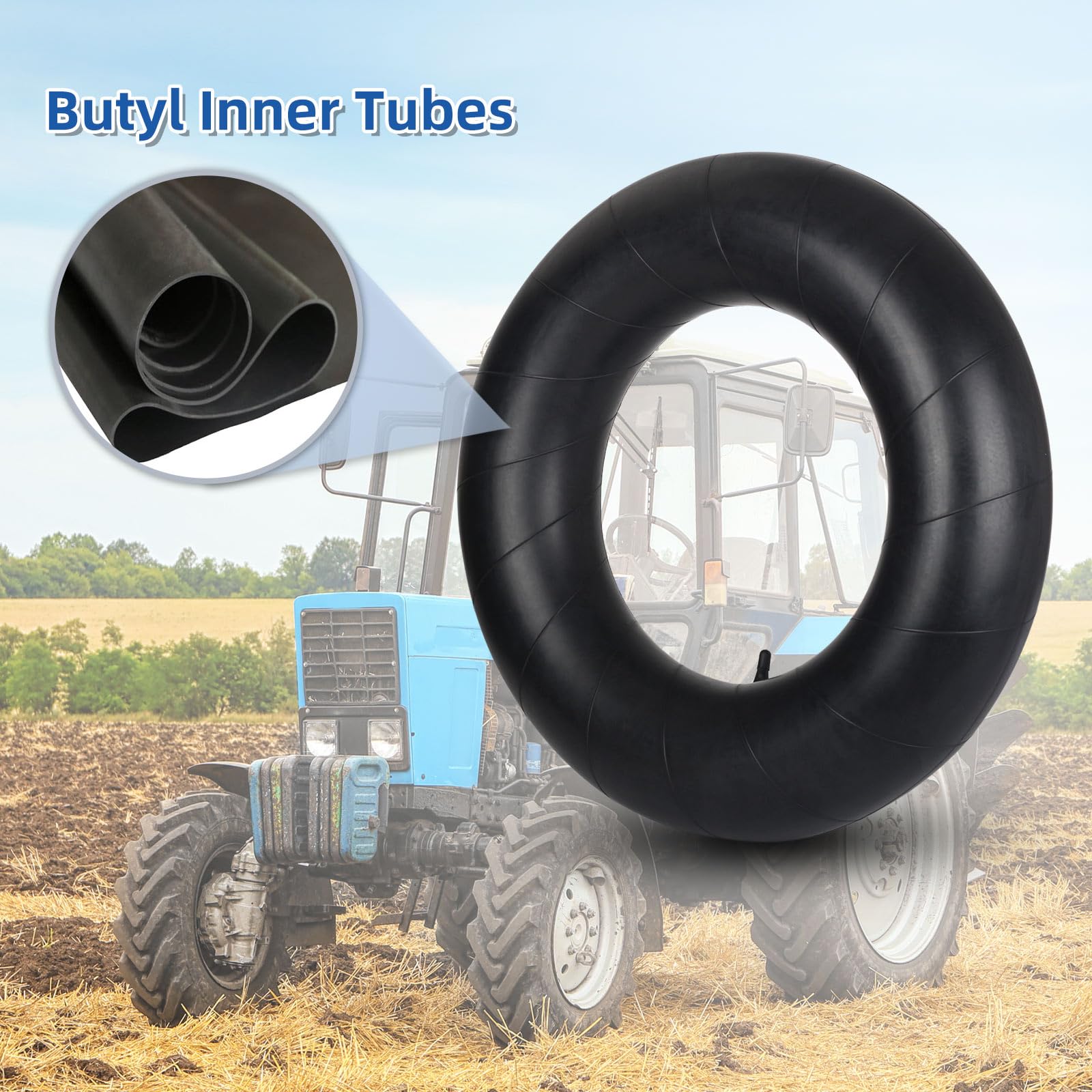 5.00/5.50/5.90/6.00-16 Butyl Inner Tubes, 2 Pack with TR15 Valve Stem, Heavy-Duty Tractor Inner Tubes, Replacement Tubes for Agriculture Farm Implement Farm Tractor Trailer