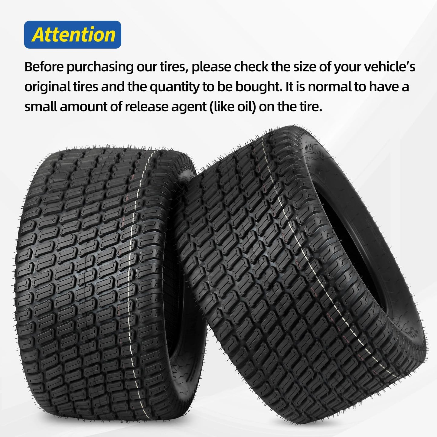 24x12.00-12 Lawn Mower Tire, 24x12-12 Tubeless Tire for Tractor Riding Lawnmowers, 4 Ply, Turf-S Pattern, 2 Pack