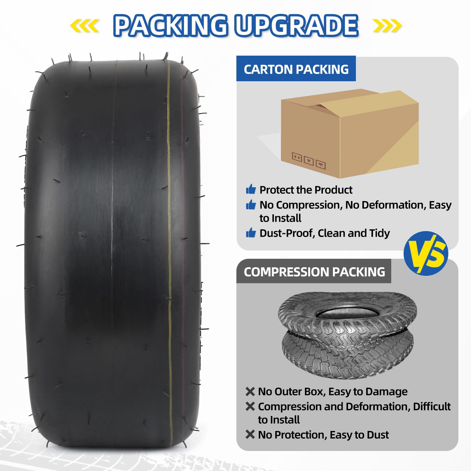 13x5.00-6 Lawn Mower Tubeless Tire, 13x5-6 Riding Zero Turn Lawnmower Smooth Turf Tyre, 4 Ply(2 Pack)