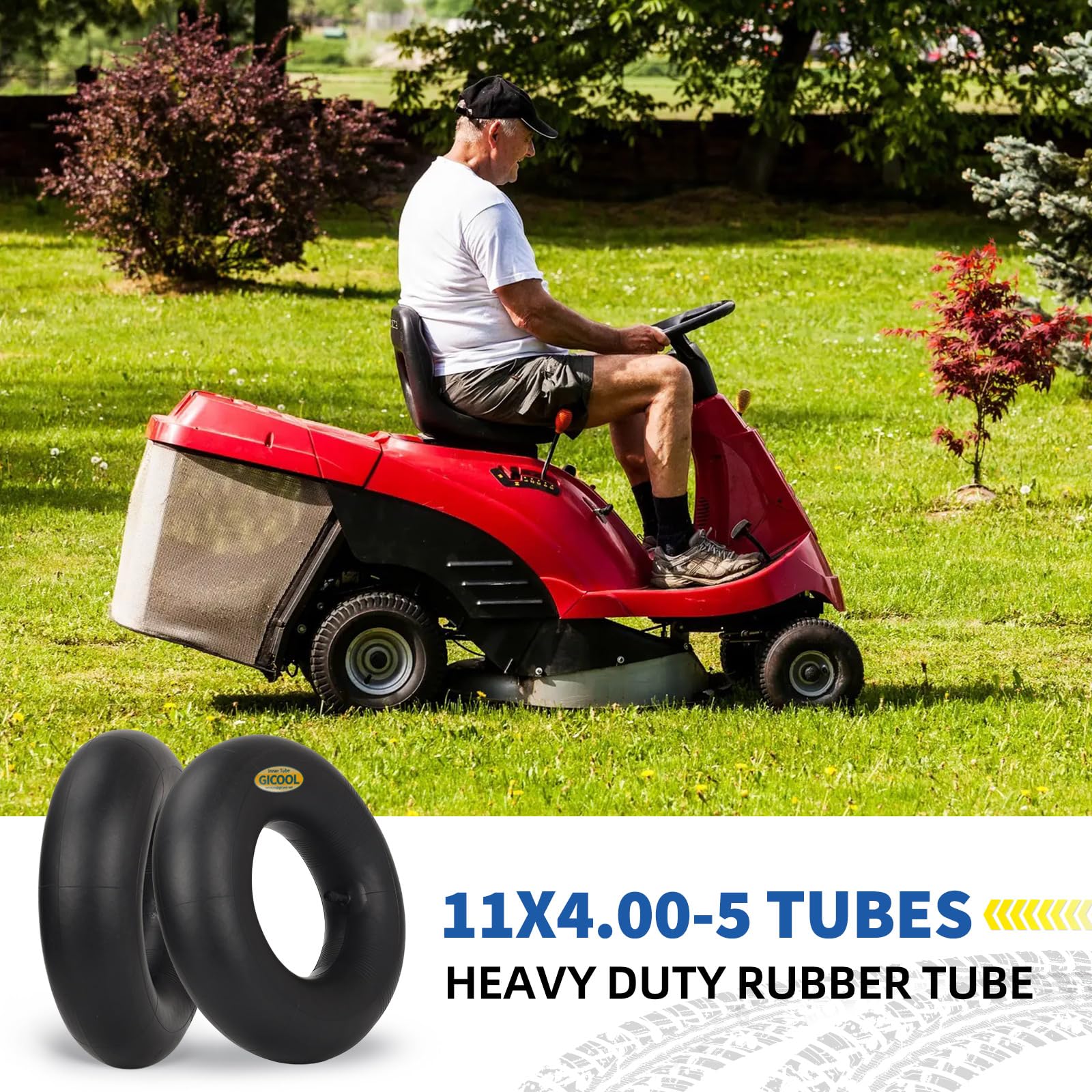 11x4.00-5 Replacement Inner Tube, 2 Pack with TR-13 Valve Stem, Heavy Duty, for Zero Turn Mower Front Tire