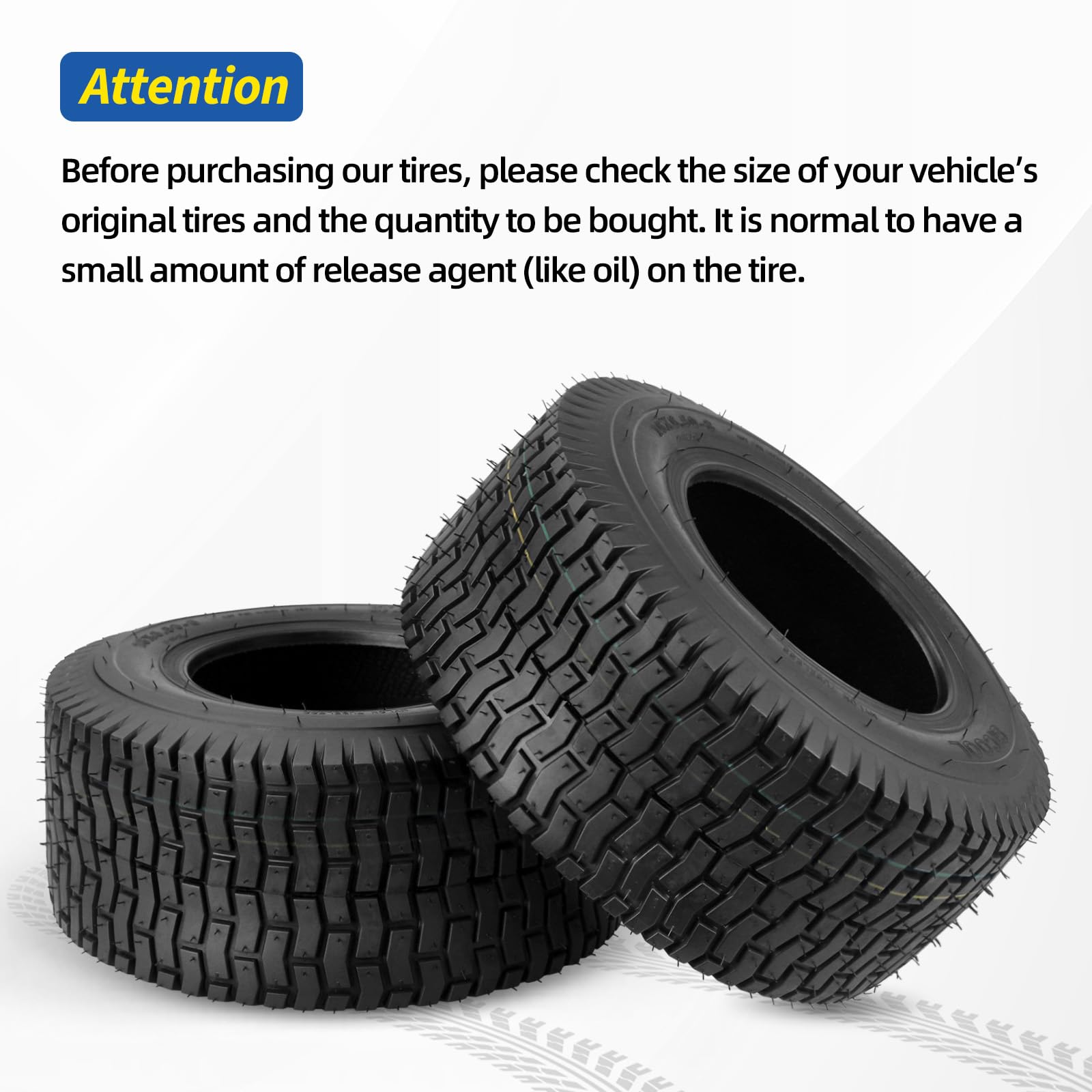 16x6.50-8 Lawnmower Tubeless Tire, 16x6.5-8 for Tractor Riding Lawn Mowers, 4 Ply, Turf-V Pattern(2 Pack)