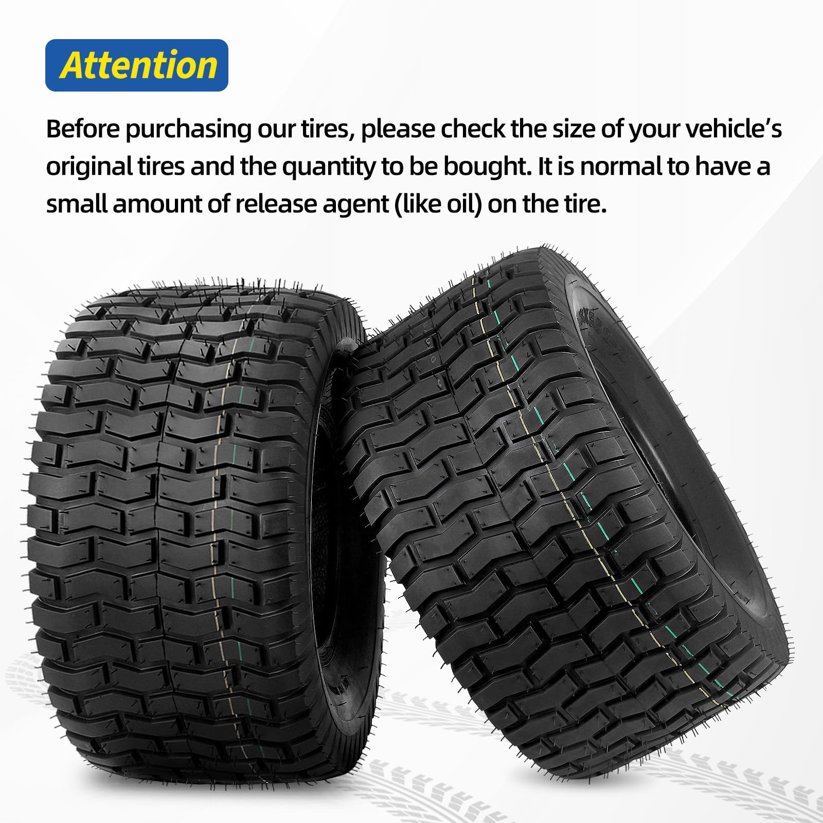 18x9.50-8 Lawn mower Tire, 18x9.5-8 Tubeless Tire for Tractor Riding Lawnmowers, 4 Ply Tubeless Tire, Turf-V Pattern(2 Pack)