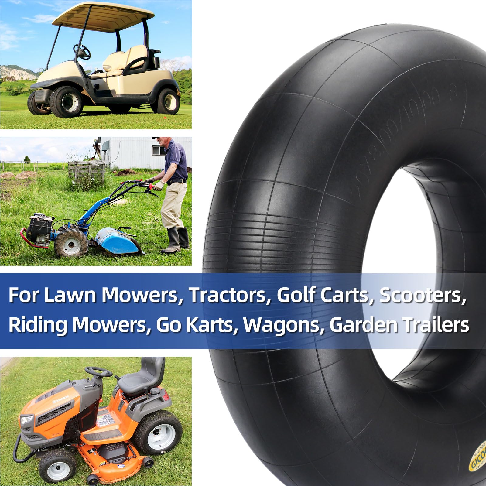 20x8.00-8, 20x10.00-8 Inner Tubes, 2 Pack with TR-13 Valve Stem, Heavy-Duty Replacement Tubes for Lawn Mowers, Tractors, Riding Mowers, Golf Carts, Scooters, Go Karts, Wagons, Garden Trailers
