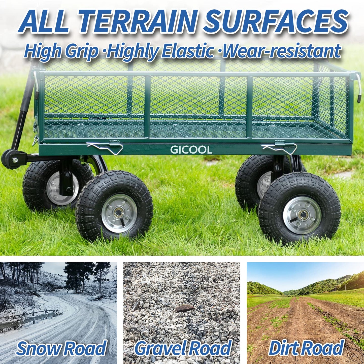 4.10/3.50-4" Tire and Wheel, 10" Pneumatic Tire, with 2 1/4" Offset Hub, 5/8" Axle Bore Hole, Sealed Bearings for Hand Truck Trolley Dolly Garden Wagon Cart Wheel Replacement 4 Pack