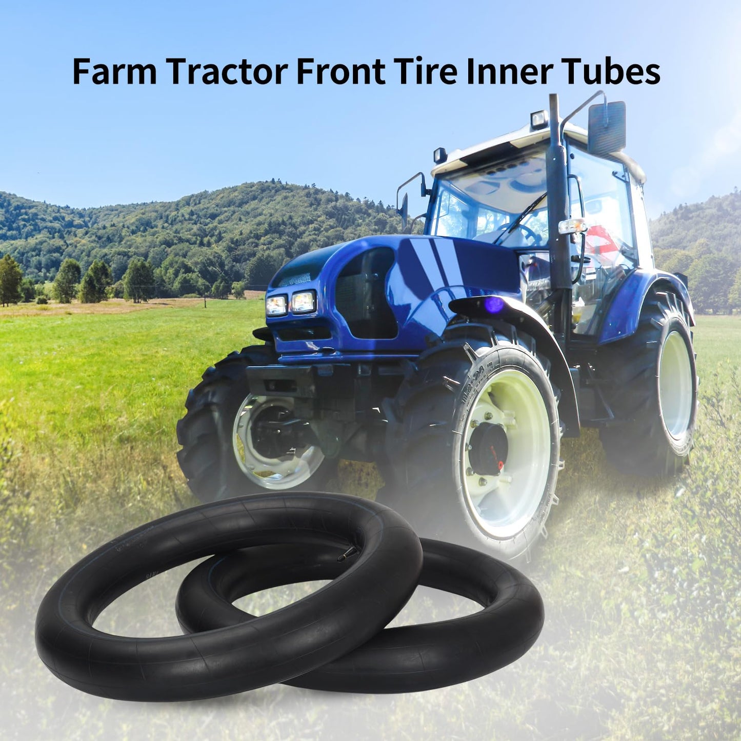 4.00-15 5.00-15 Butyl Inner Tubes, 2 Pack with 19 inch Rim, Heavy-Duty Tractor Inner Tubes with TR15 Valve Stem, Replacement Tubes for Agriculture Farm Implement Farm Tractor