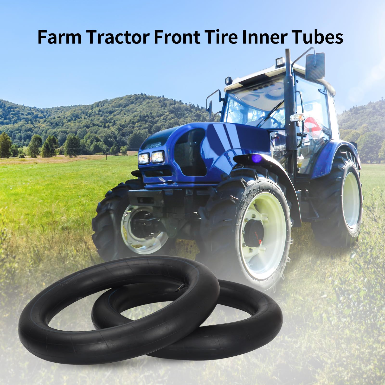 4.00-15 5.00-15 Butyl Inner Tubes, 2 Pack with 19 inch Rim, Heavy-Duty Tractor Inner Tubes with TR15 Valve Stem, Replacement Tubes for Agriculture Farm Implement Farm Tractor