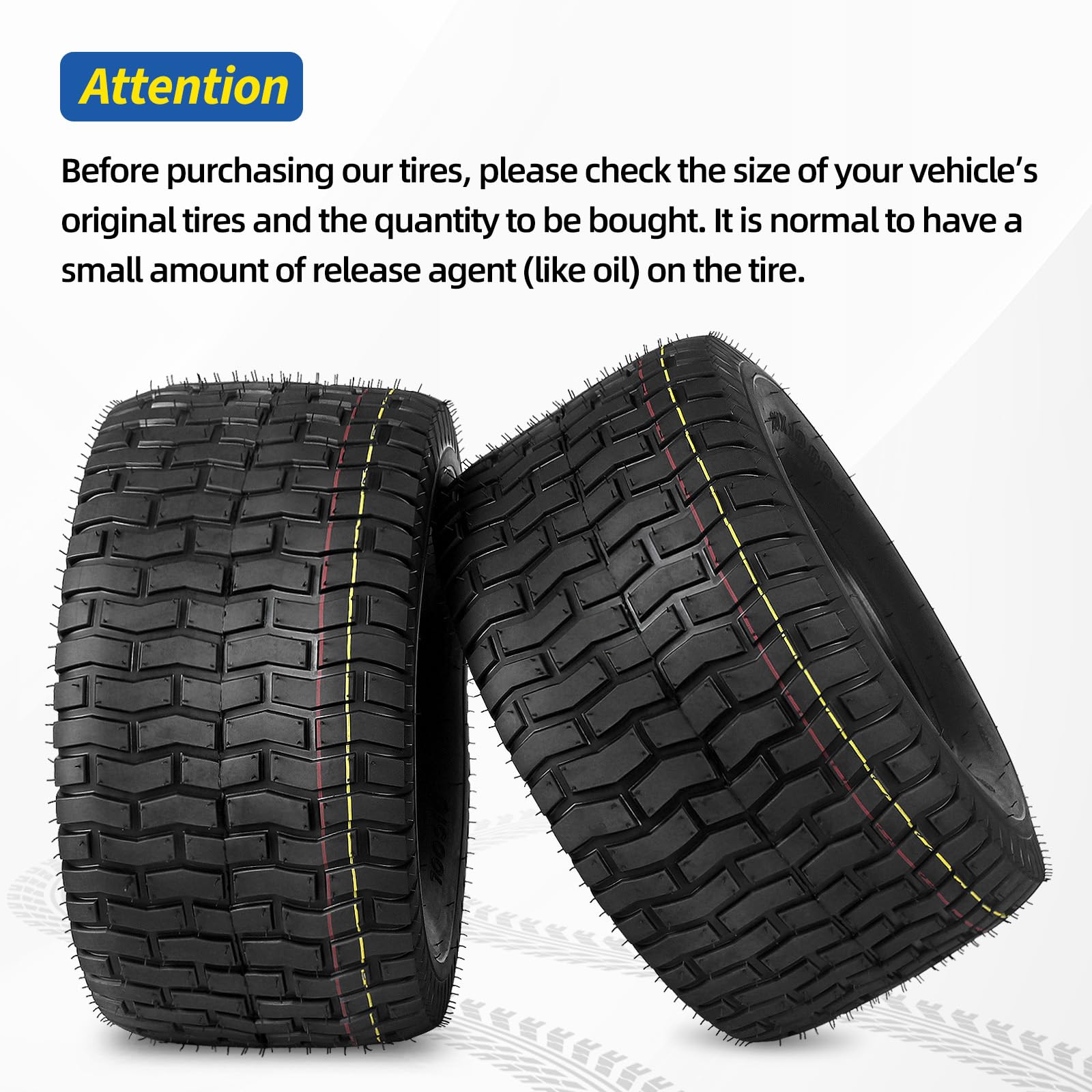 20x10.00-8 Lawn Mower Tubeless Tire, 20x10-8 for Tractor Riding Lawnmowers, 4 Ply, Turf-V Pattern(2 Pack)
