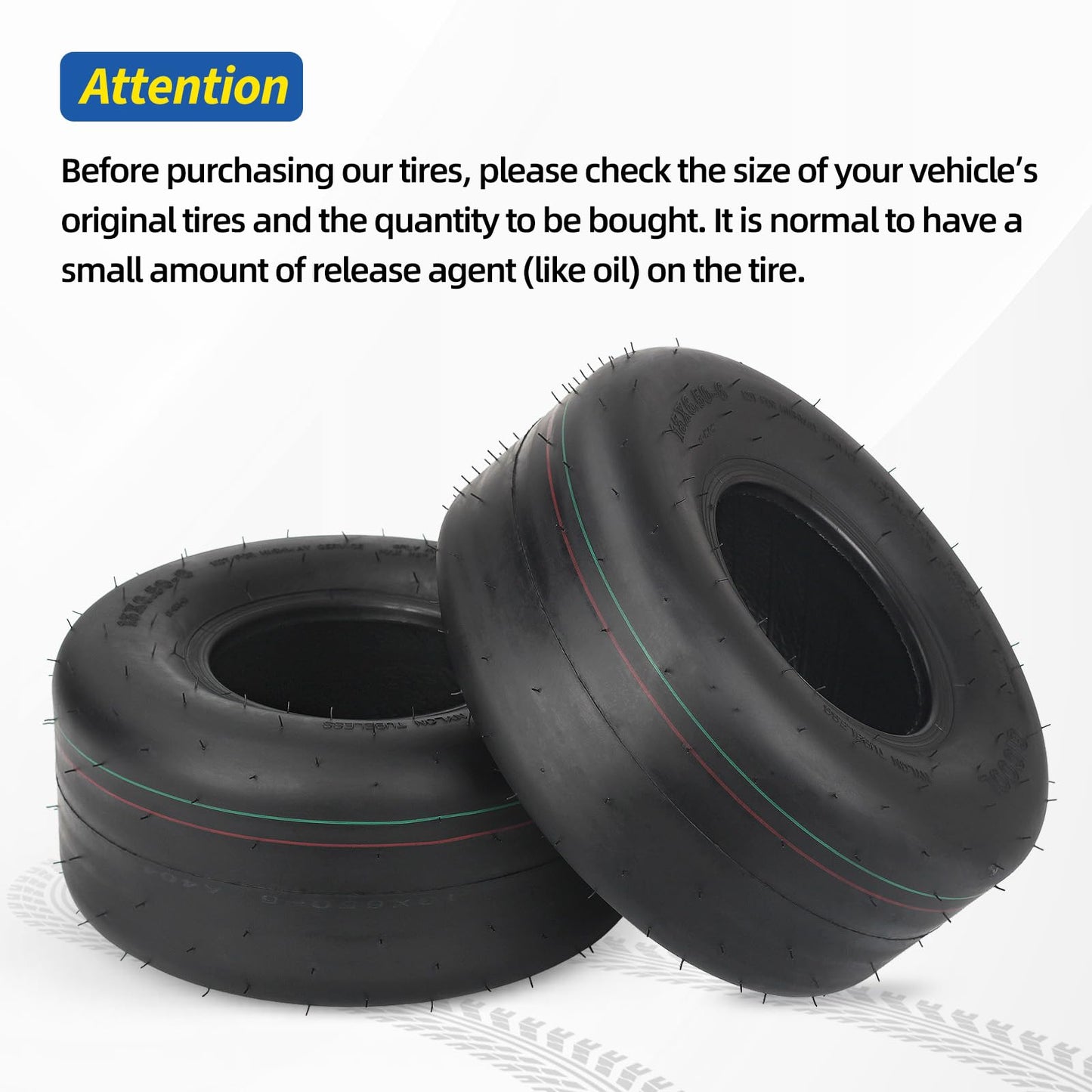 13x6.50-6 Tubeless Lawn Mower Tire, 13x6.5-6 Riding Zero Turn Lawnmower Smooth Turf Tyre, 4 Ply (2 Pack)