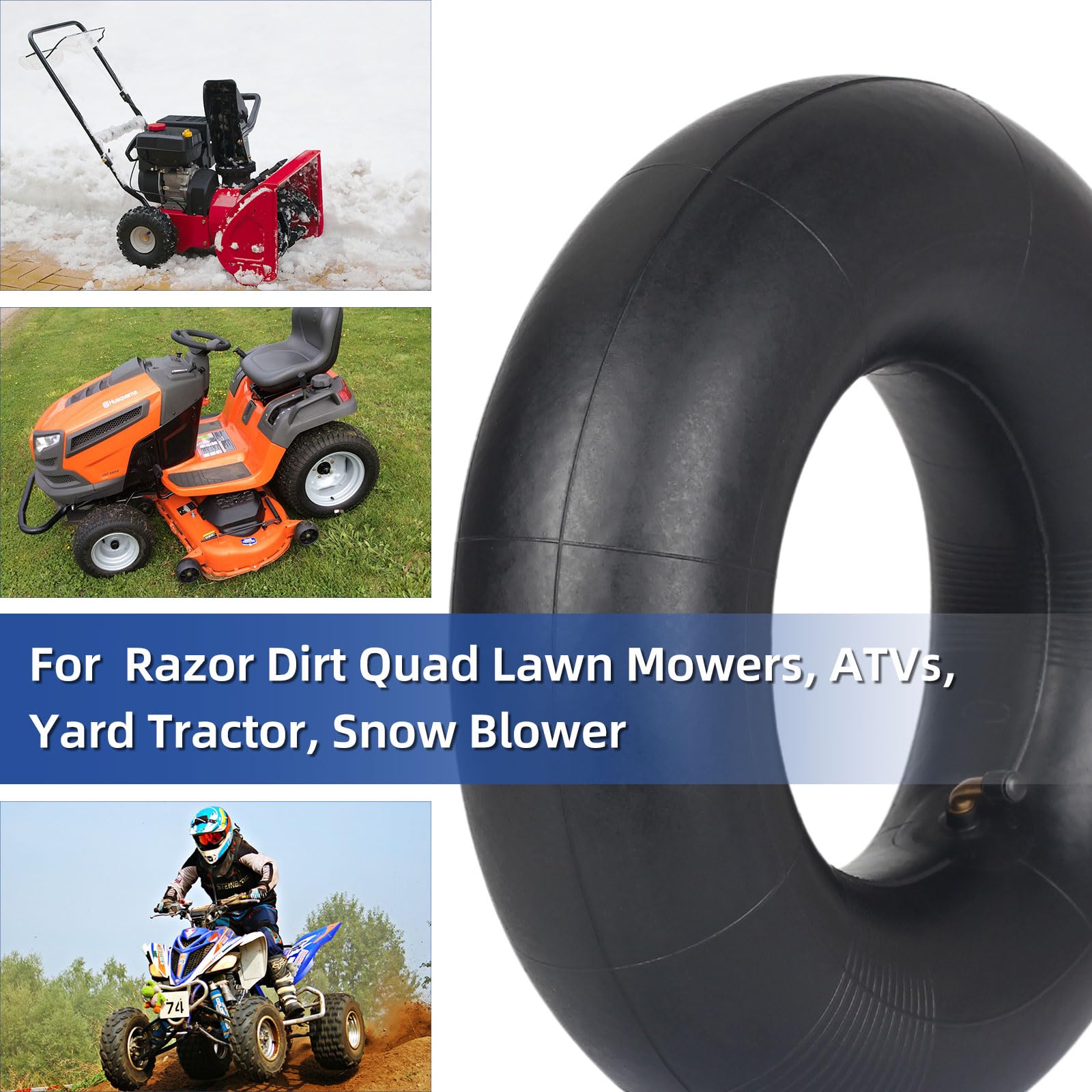 13x5.00-6 Inner Tube, 2 Pack with TR-87 Valve Stem, Heavy Duty, Universal Fit for Razor Dirt Quad Lawn Mowers, ATVs, Yard Tractor, Snow Blower