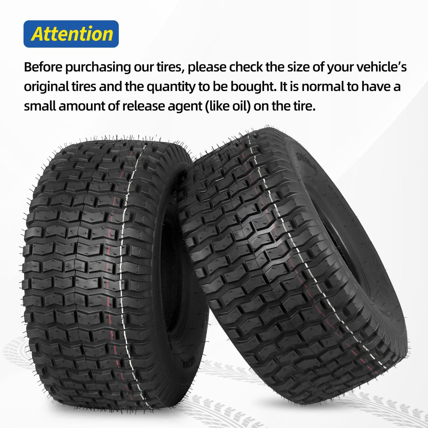 20x8.00-8 Lawnmower Tire, 20x8-8 Tractor Turf tire, 20 x 8.00-8 nhs, 4 Ply Tubeless Tire, Turf V Pattern, 2 Pack