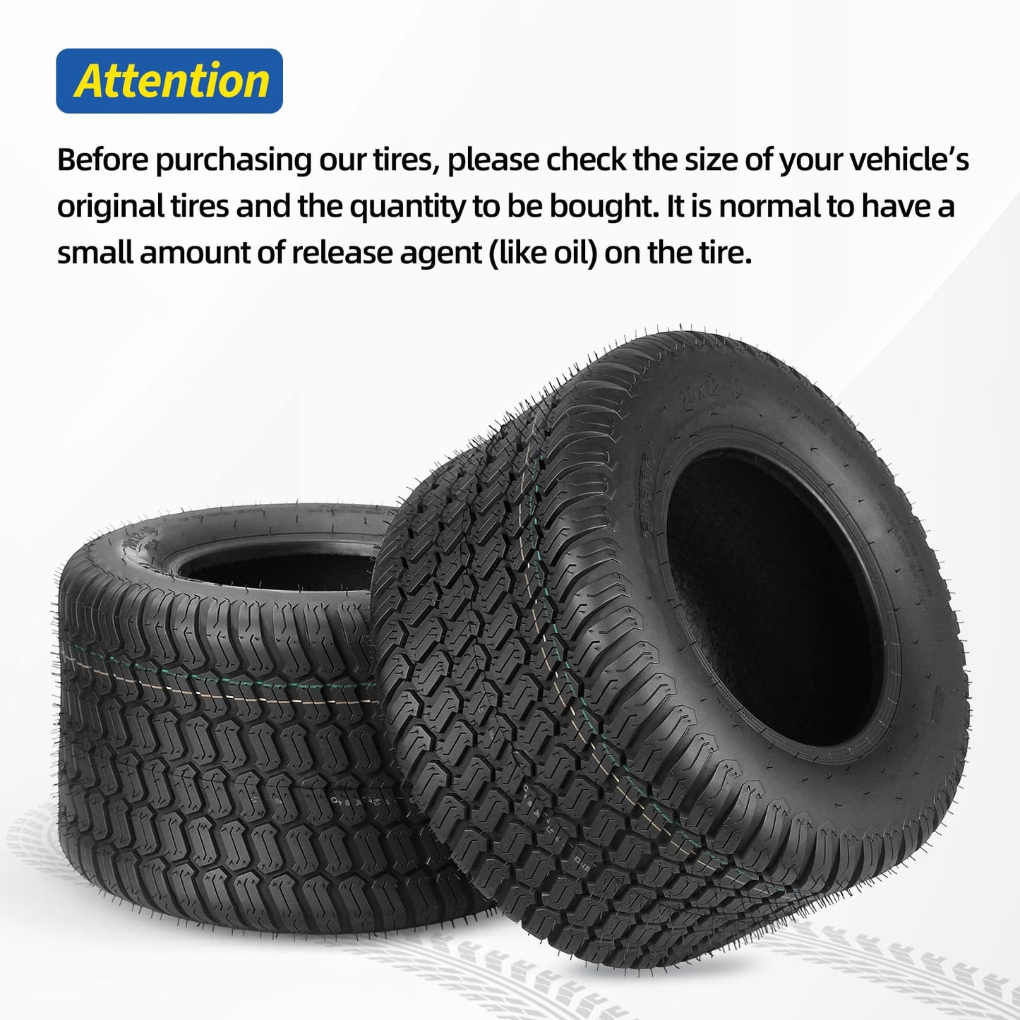 20x12.00-10 Tubeless Lawn Mower Tires, 20x12-10 for Tractor Riding Lawnmowers, 4 Ply, Turf-S Pattern(2 Pack)