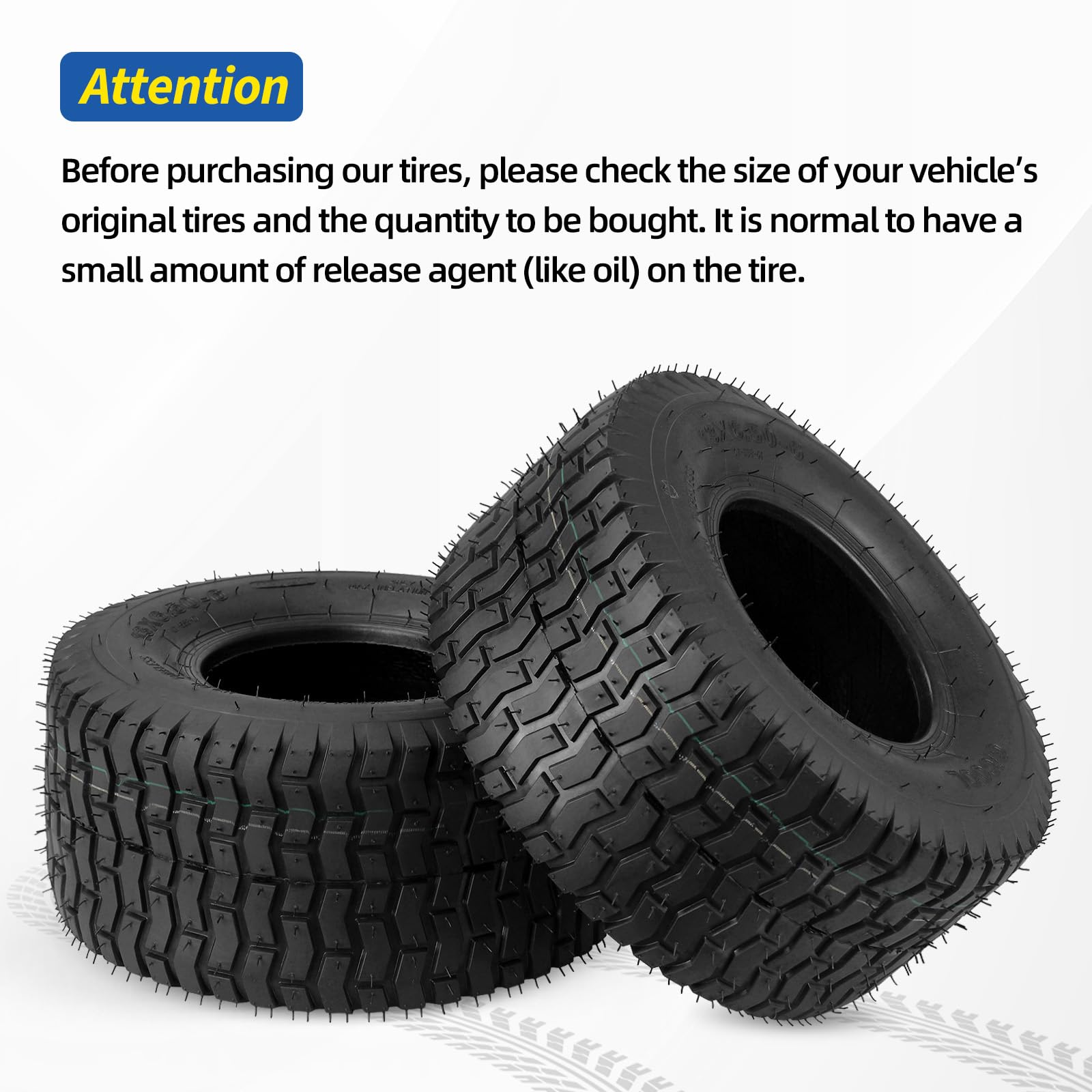 13x6.50-6 Lawn Mower Tubeless Tire, 13x6.5-6 for Tractor Riding Lawnmowers, 4 Ply, Turf-V Pattern(2 Pack)