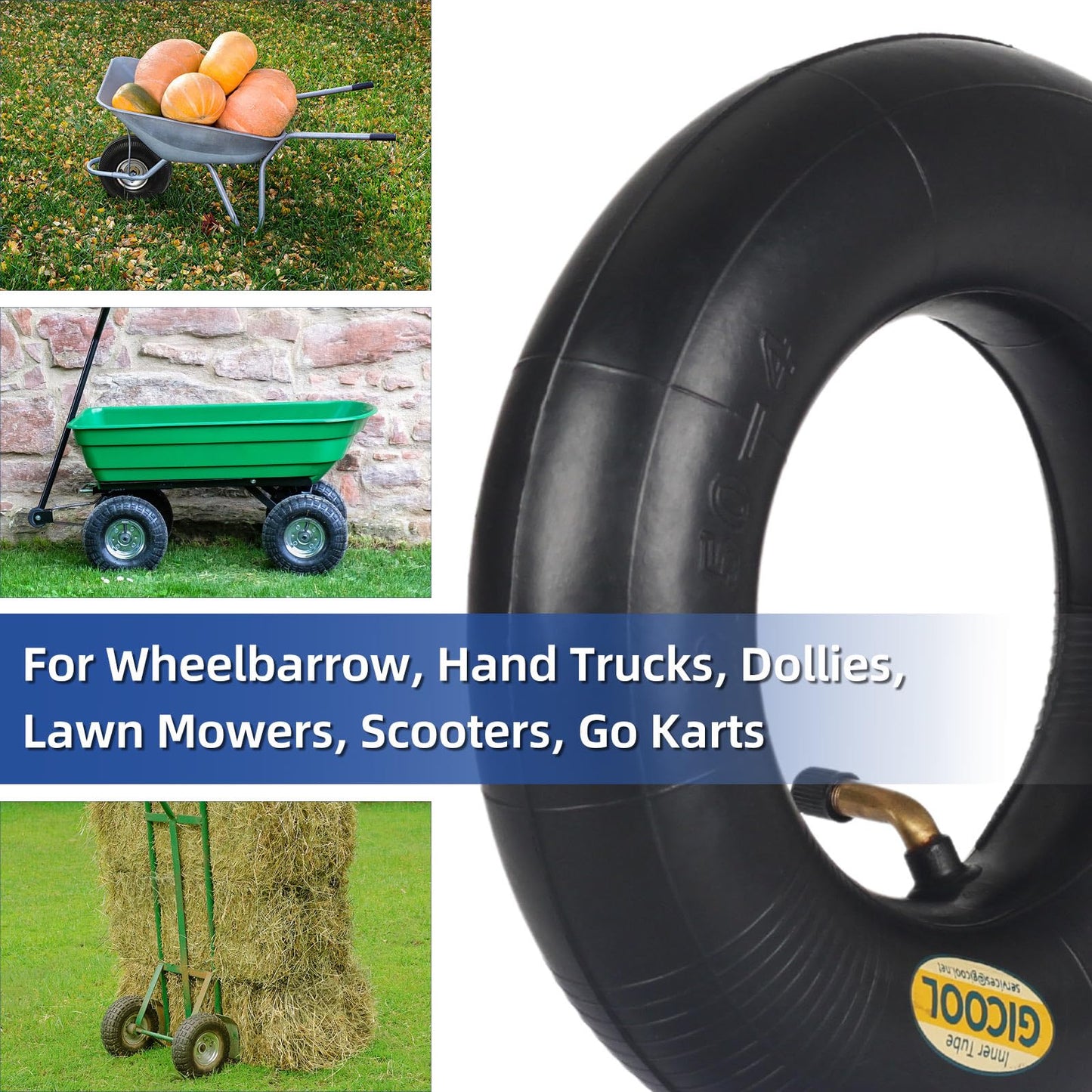 2.80/2.50-4 Inner Tubes, 2 Pack with TR87 Valve Stem, Heavy-Duty Inner Tubes, Replacement Tubes for Wheelbarrows, Hand Trucks, Dollies, Lawn Mowers, Scooters, Go Karts