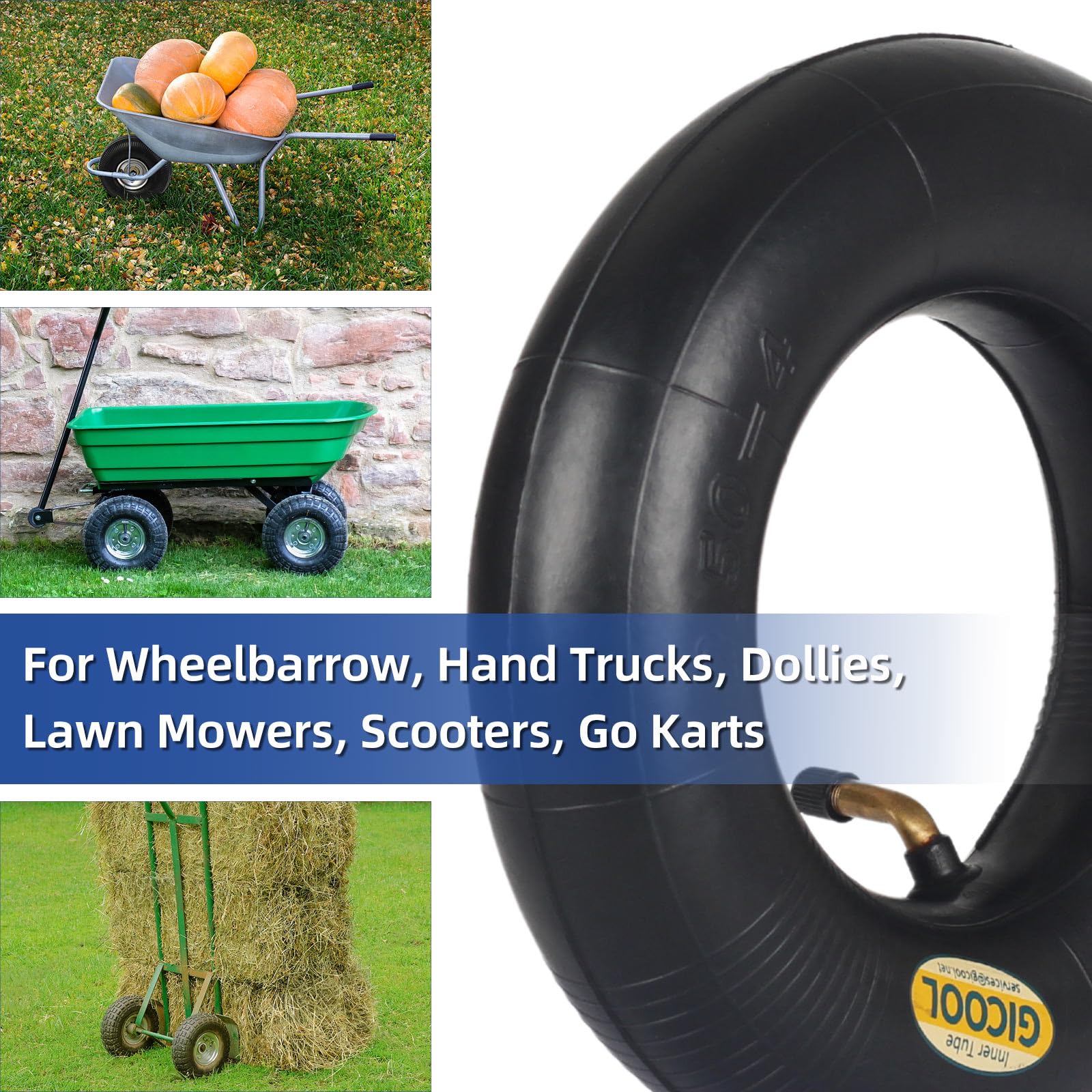 2.80/2.50-4 Inner Tubes, 2 Pack with TR87 Valve Stem, Heavy-Duty Inner Tubes, Replacement Tubes for Wheelbarrows, Hand Trucks, Dollies, Lawn Mowers, Scooters, Go Karts