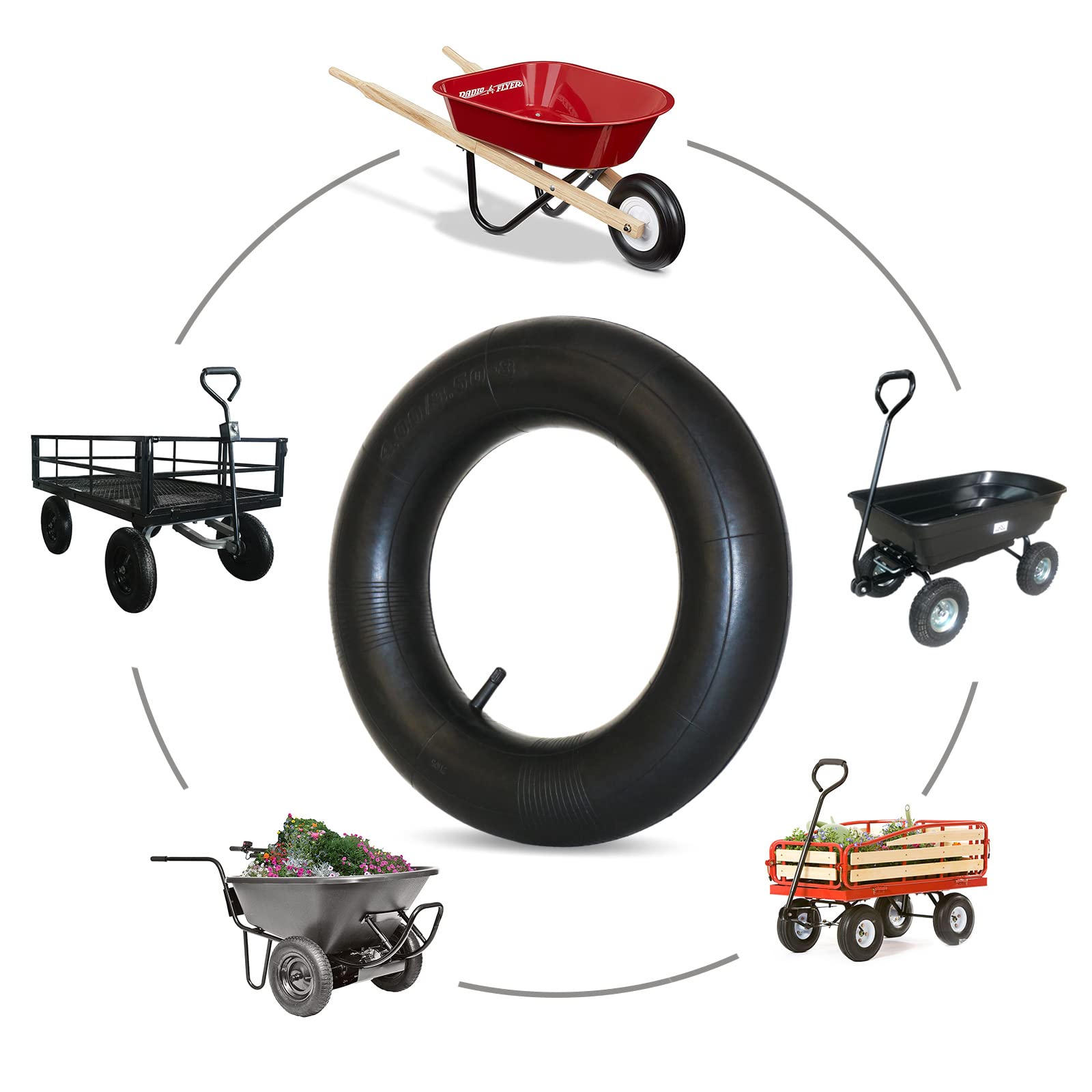 4.80/4.00-8 Replacement Inner Tube, with TR-13 Valve Stem, Heavy Duty, for Hand Truck Wheelbarrow Garden Utility Wagon Go Cart Lawn Mower (2 pack)