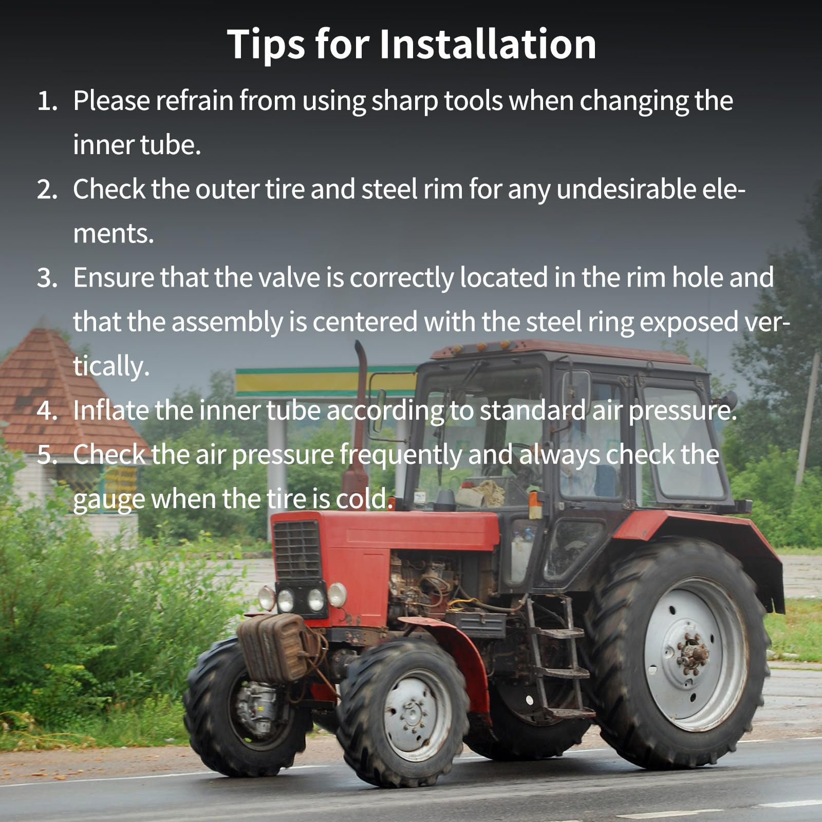 4.00-15 5.00-15 Butyl Inner Tubes, 2 Pack with 19 inch Rim, Heavy-Duty Tractor Inner Tubes with TR15 Valve Stem, Replacement Tubes for Agriculture Farm Implement Farm Tractor