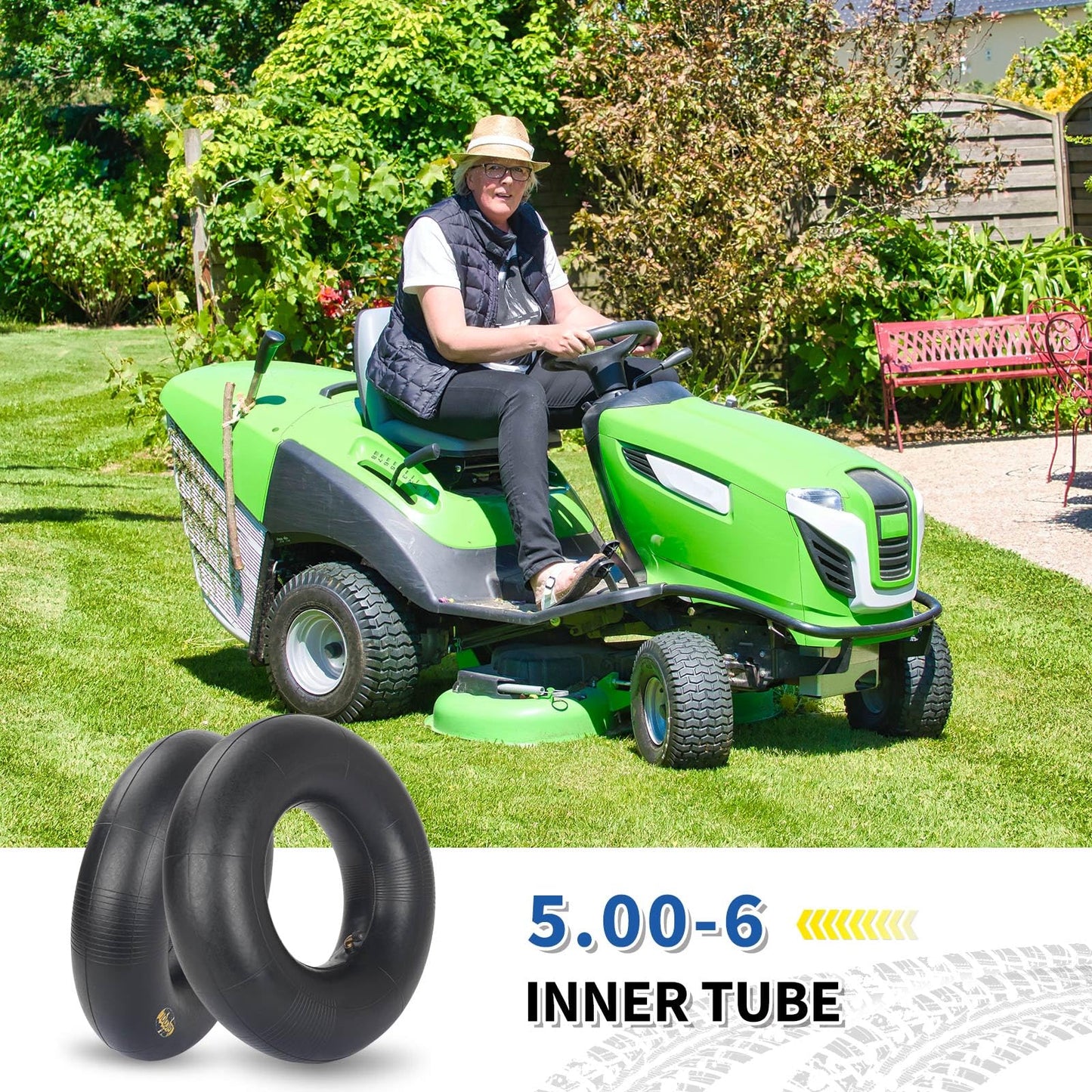 13x5.00-6 Inner Tube, 2 Pack with TR-87 Valve Stem, Heavy Duty, Universal Fit for Razor Dirt Quad Lawn Mowers, ATVs, Yard Tractor, Snow Blower