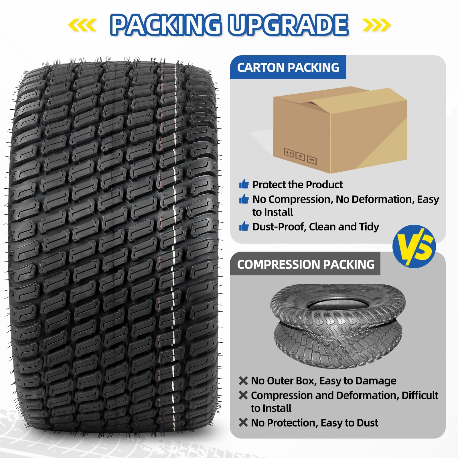 24x12.00-12 Lawn Mower Tire, 24x12-12 Tubeless Tire for Tractor Riding Lawnmowers, 4 Ply, Turf-S Pattern, 2 Pack