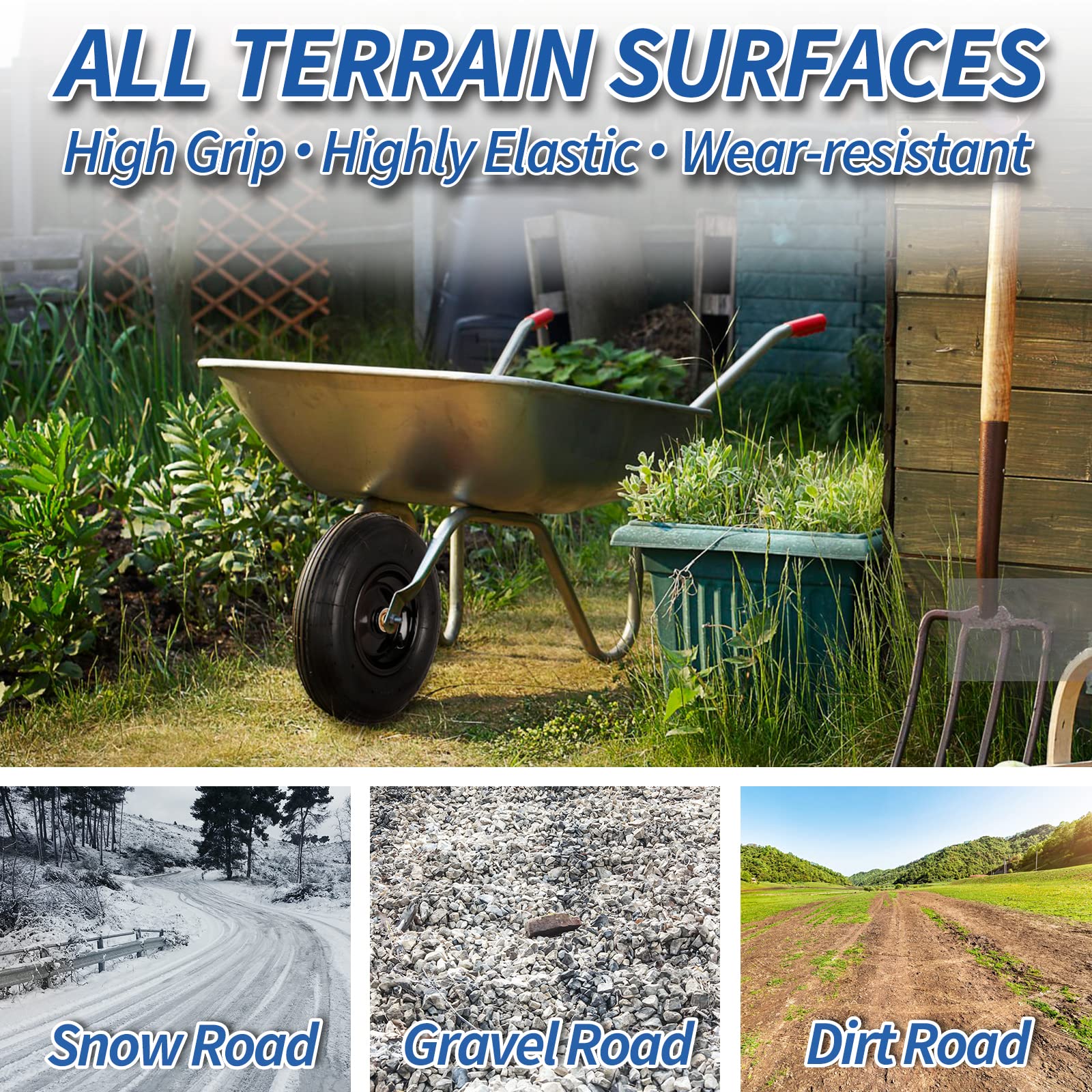 4.00-6 Tire and Wheel, 13" Wheelbarrow Pneumatic Tire, 5/8" & 3/4" Bearings, 1.75-6" Centered Hub,Sealed Bearings for Wheelbarrows Trolley Dolly Garden Wagon Cart Wheel Replacement 1 Pack