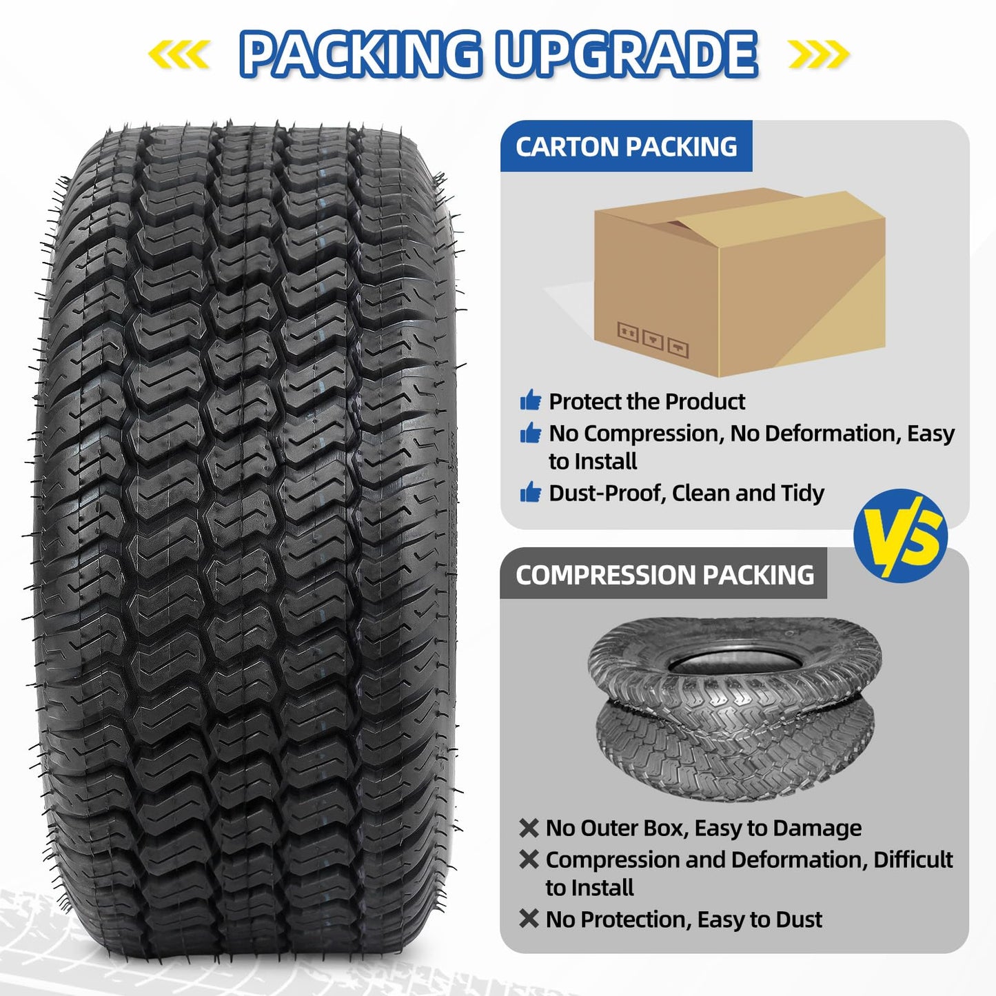 16x6.50-8 Lawn Mower Tubeless Tire, 16x6.5-8 for Tractor Riding Lawnmowers, 4 Ply, Turf-S Pattern(2 Pack)