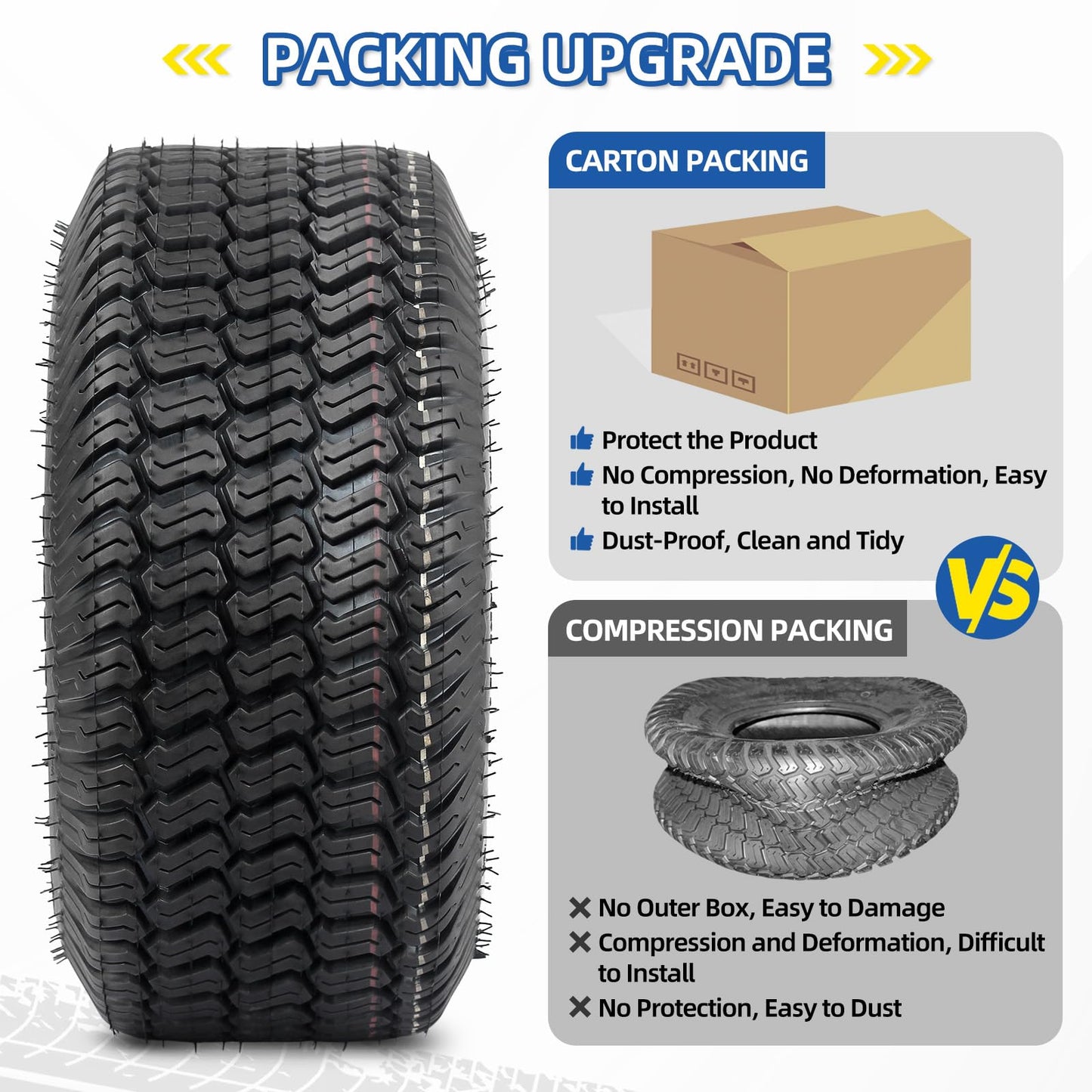 15x6.00-6 Lawn Mower Tubeless Tire, 15x6-6 Garden Tractor Lawnmower Tire, 4 Ply, Turf S Pattern(2 Pack)