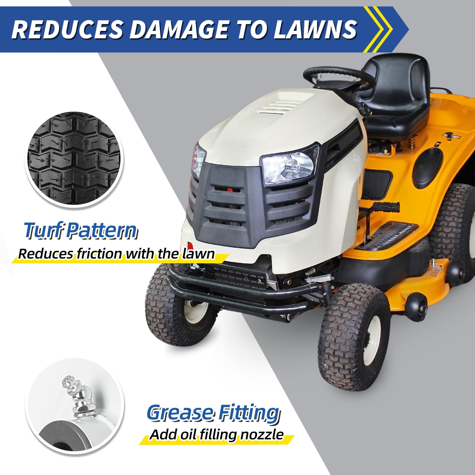 13x5.00-6 Rubber Lawn Mower Tire and Wheel, 2 Pcs Replacement 13x5-6nhs Riding Mowers Lawn Pneumatic Tire with 3/4" Bushing, 3" -4.5" Centered Hub