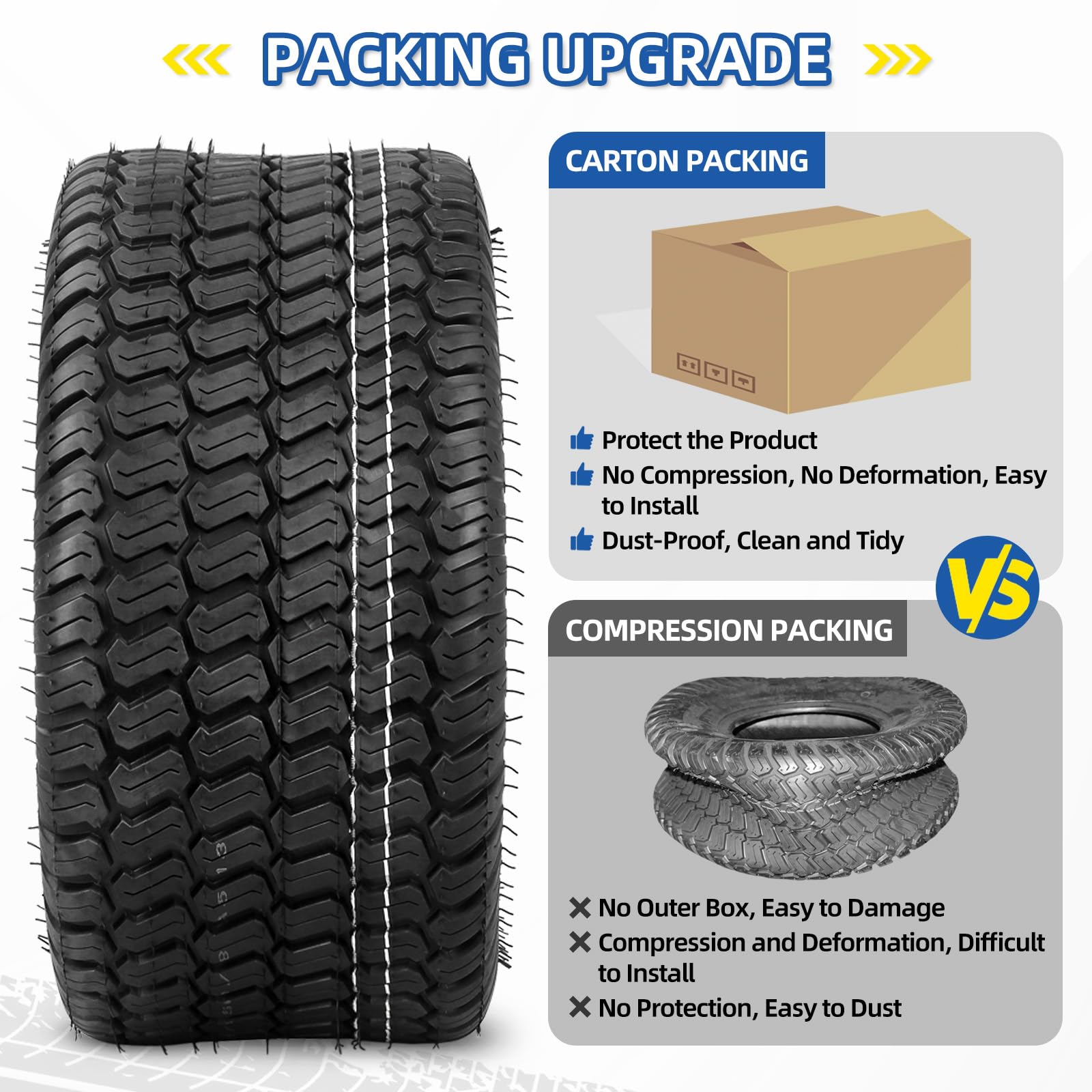 18x9.50-8 Lawn Mower Tire, 18x9.5-8 Lawn Tractor Tire, 18x9.5-8 for Riding Lawnmowers, 4 Ply, Turf-S Pattern(2 Pack)