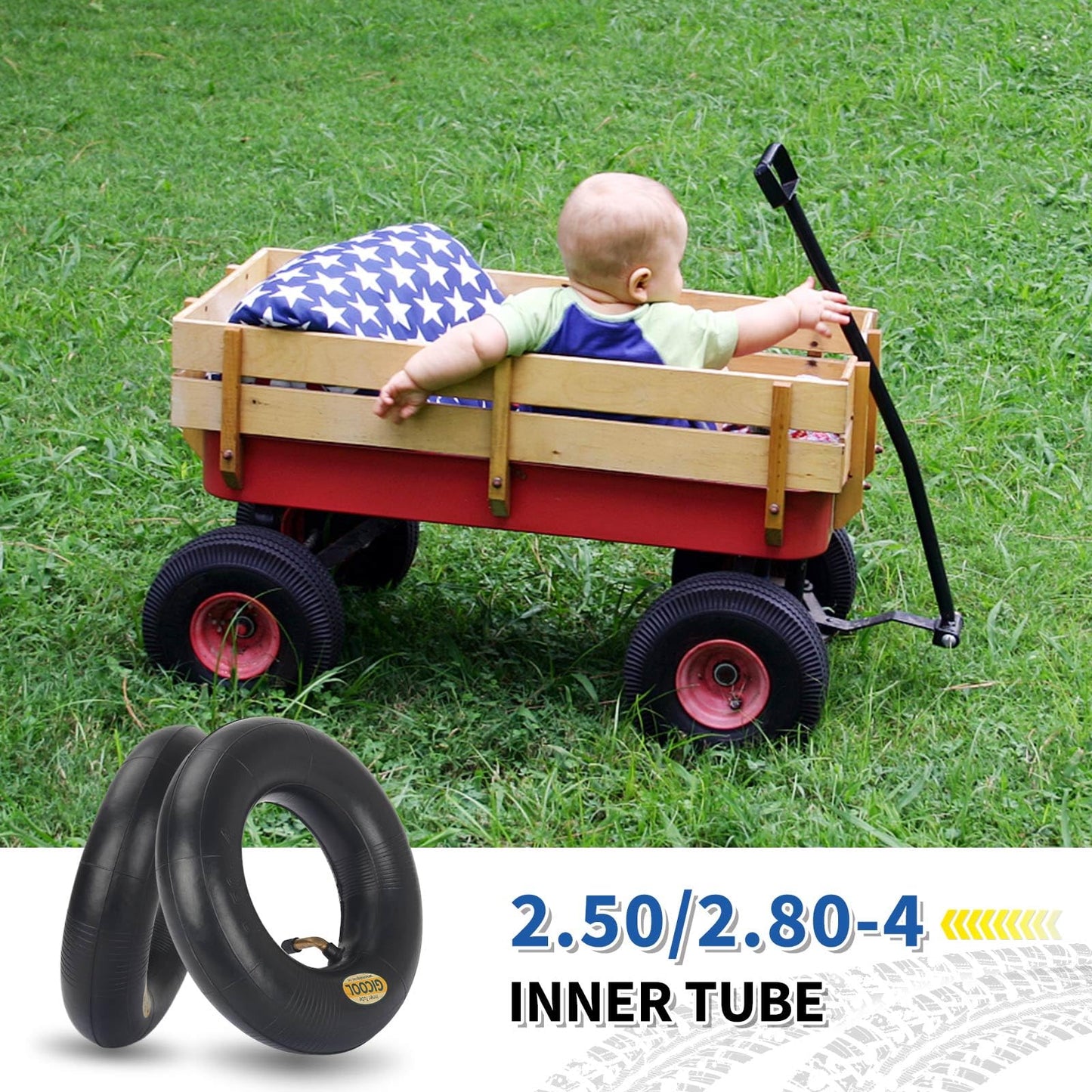 2.80/2.50-4 Inner Tubes, 2 Pack with TR87 Valve Stem, Heavy-Duty Inner Tubes, Replacement Tubes for Wheelbarrows, Hand Trucks, Dollies, Lawn Mowers, Scooters, Go Karts