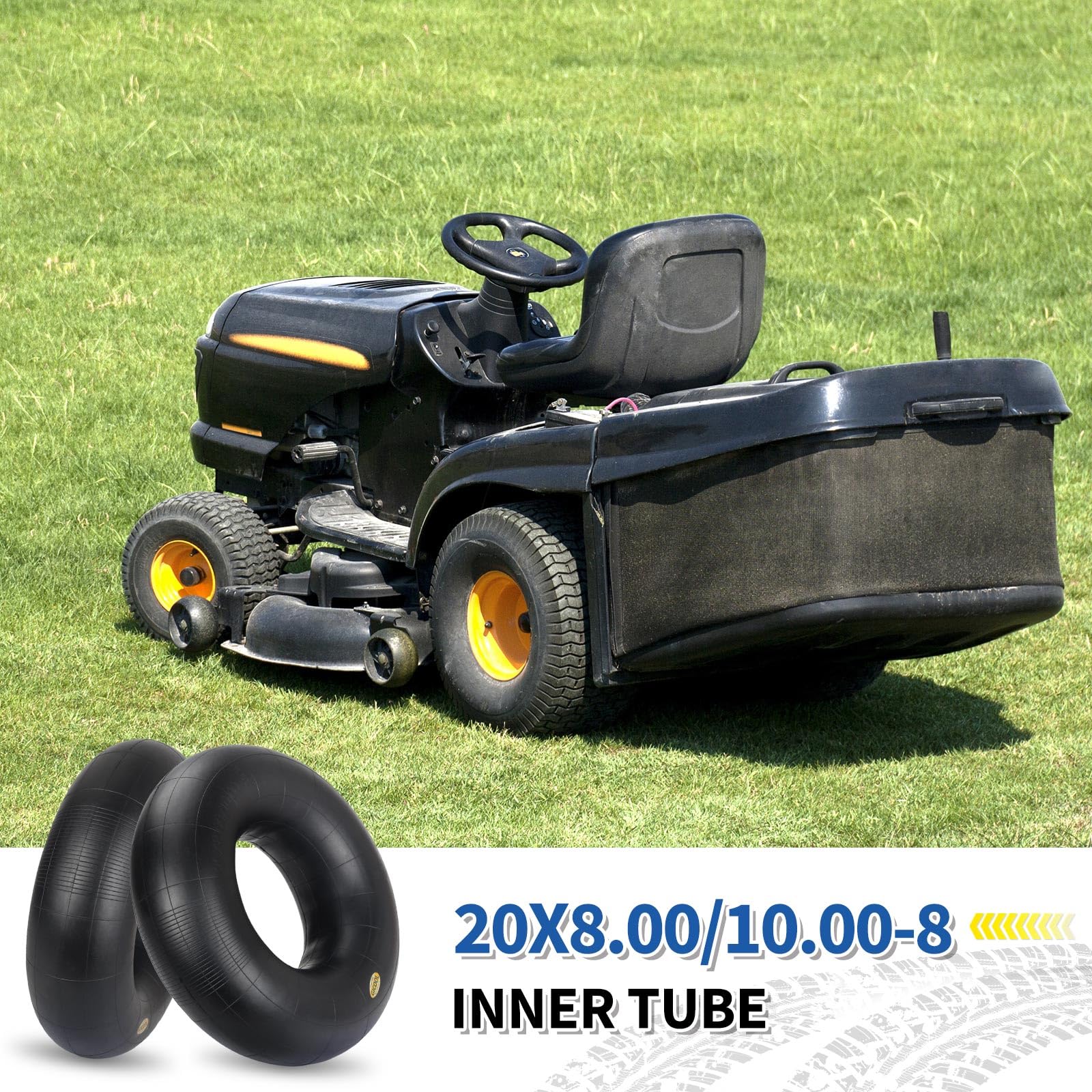 20x8.00-8, 20x10.00-8 Inner Tubes, 2 Pack with TR-13 Valve Stem, Heavy-Duty Replacement Tubes for Lawn Mowers, Tractors, Riding Mowers, Golf Carts, Scooters, Go Karts, Wagons, Garden Trailers