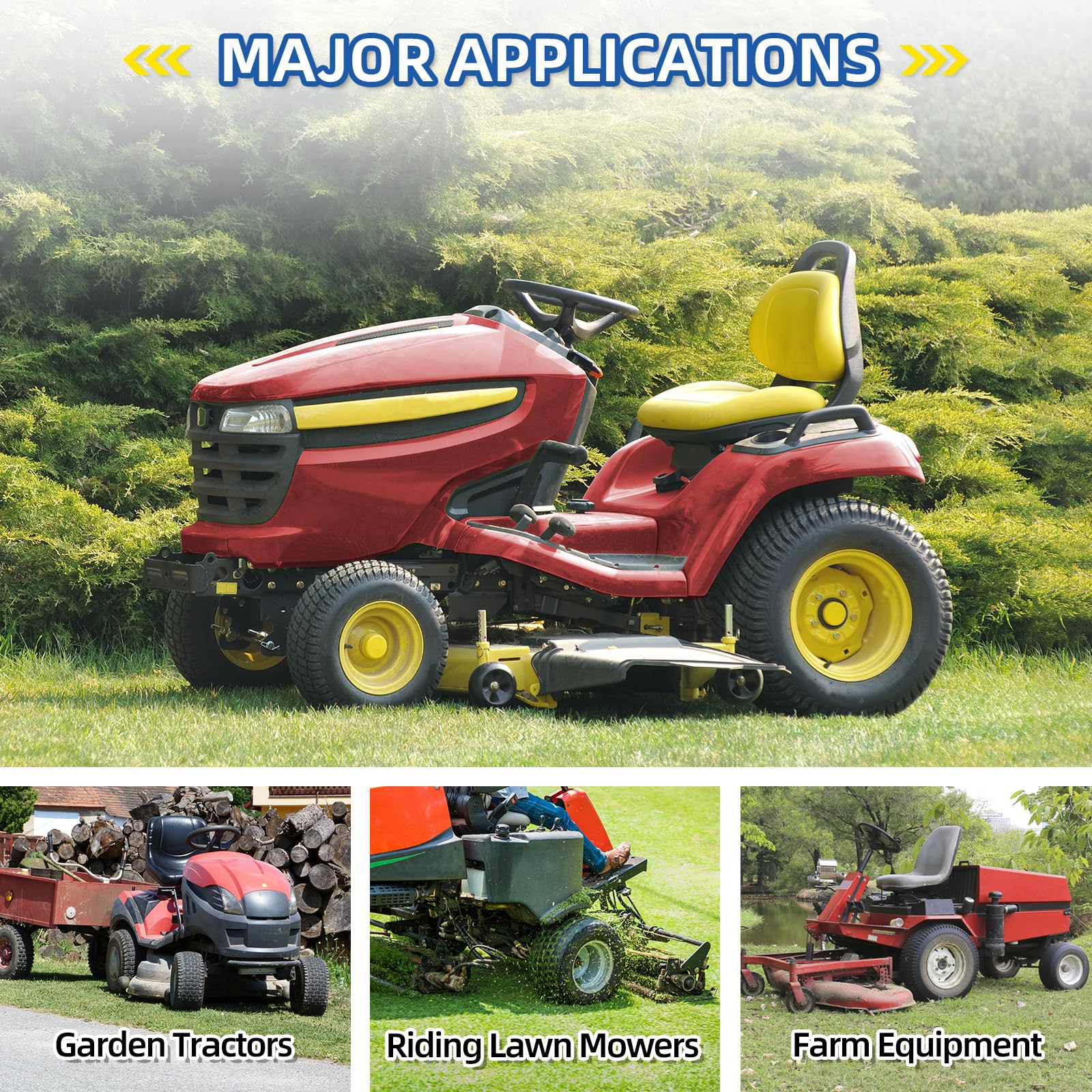 24x12.00-12 Lawn Mower Tire, 24x12-12 Tubeless Tire for Tractor Riding Lawnmowers, 4 Ply, Turf-S Pattern, 2 Pack