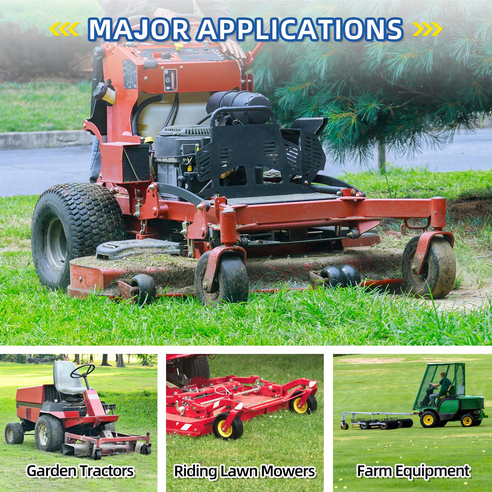 11x4.00-5 Tubeless Zero Turn Mower Tires, Riding Lawnmower Smooth Tread, 4 Ply(2 Pack)