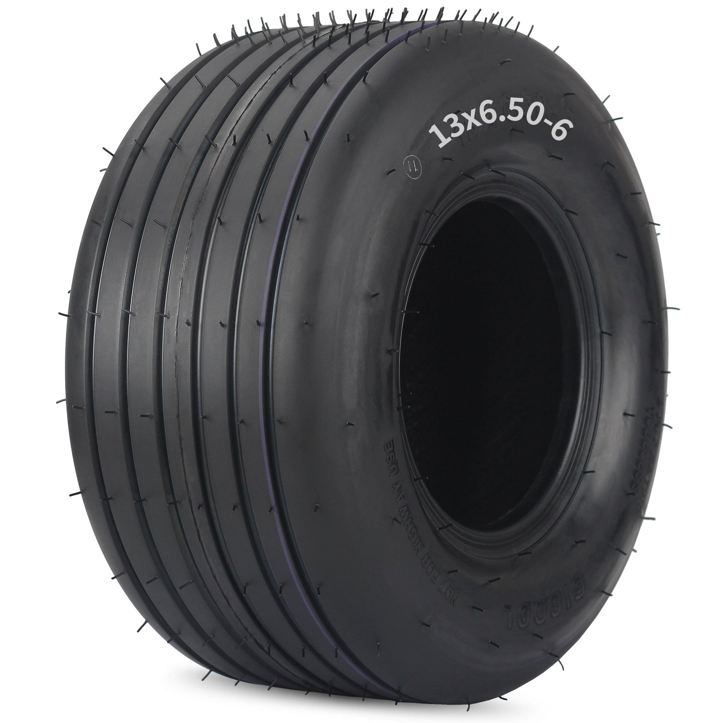 13x6.50-6 Tubeless Lawn Mower Tire, Riding Lawnmower Straight Rib Tread, 4 Ply