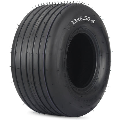 13x6.50-6 Tubeless Lawn Mower Tire, Riding Lawnmower Straight Rib Tread, 4 Ply