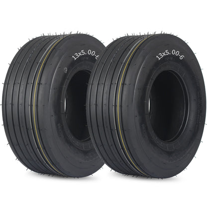 13x5.00-6 Tubeless Lawn Mower Tires, 13x5.00-6 Riding Lawnmower Straight Rib Tread, 4 Ply