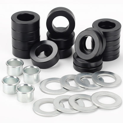 Bearing Bore Hole and Hub Length Adjustment Hardware Kit, with Flanged Bearing Sleeves, Nylon & Steel Washers