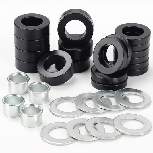 Bearing Bore Hole and Hub Length Adjustment Hardware Kit, with Flanged Bearing Sleeves, Nylon & Steel Washers