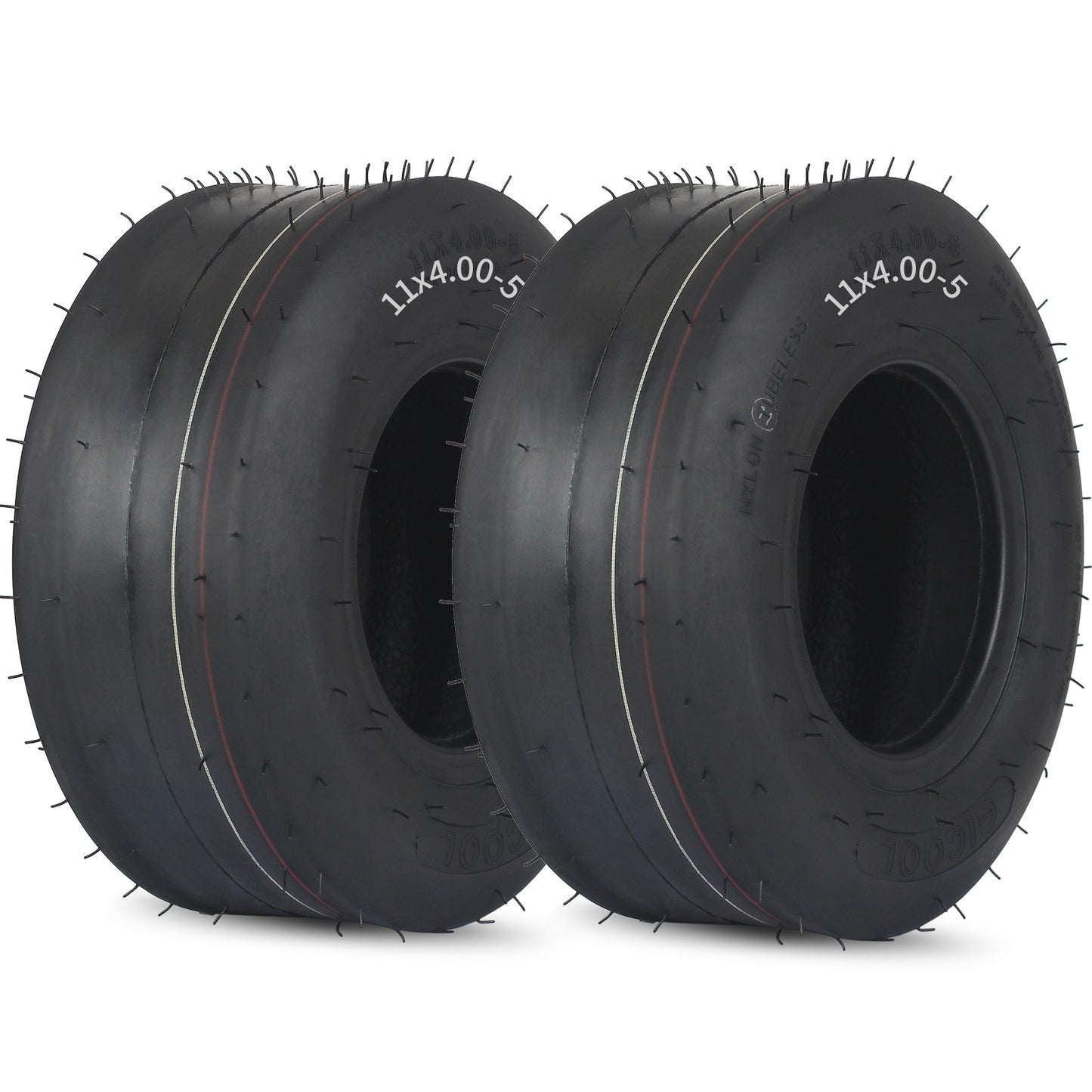 11x4.00-5 Tubeless Lawn Mower Tires, 11x4.00-5 Straight Rib Tread, 4 Ply