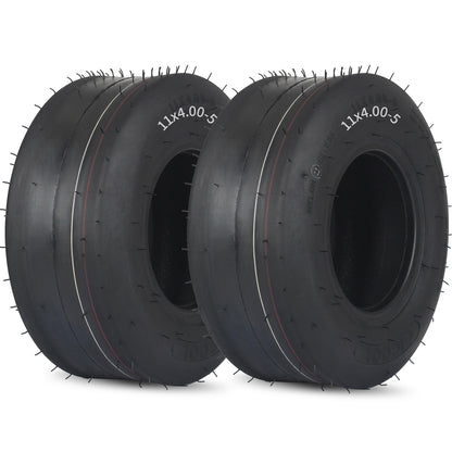 11x4.00-5 Tubeless Lawn Mower Tires, 11x4.00-5 Straight Rib Tread, 4 Ply