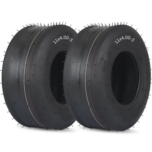 11x4.00-5 Tubeless Lawn Mower Tires, 11x4.00-5 Straight Rib Tread, 4 Ply