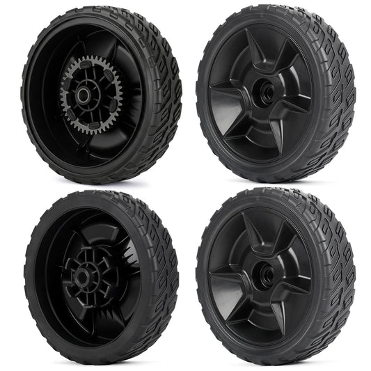 HRN216 Lawn Mower Wheels, 2 Rear Wheels 42710-VR8-N00ZA and 2 Front Wheels 44710-VR8-N00ZA for Honda HRN216 Lawn Mower