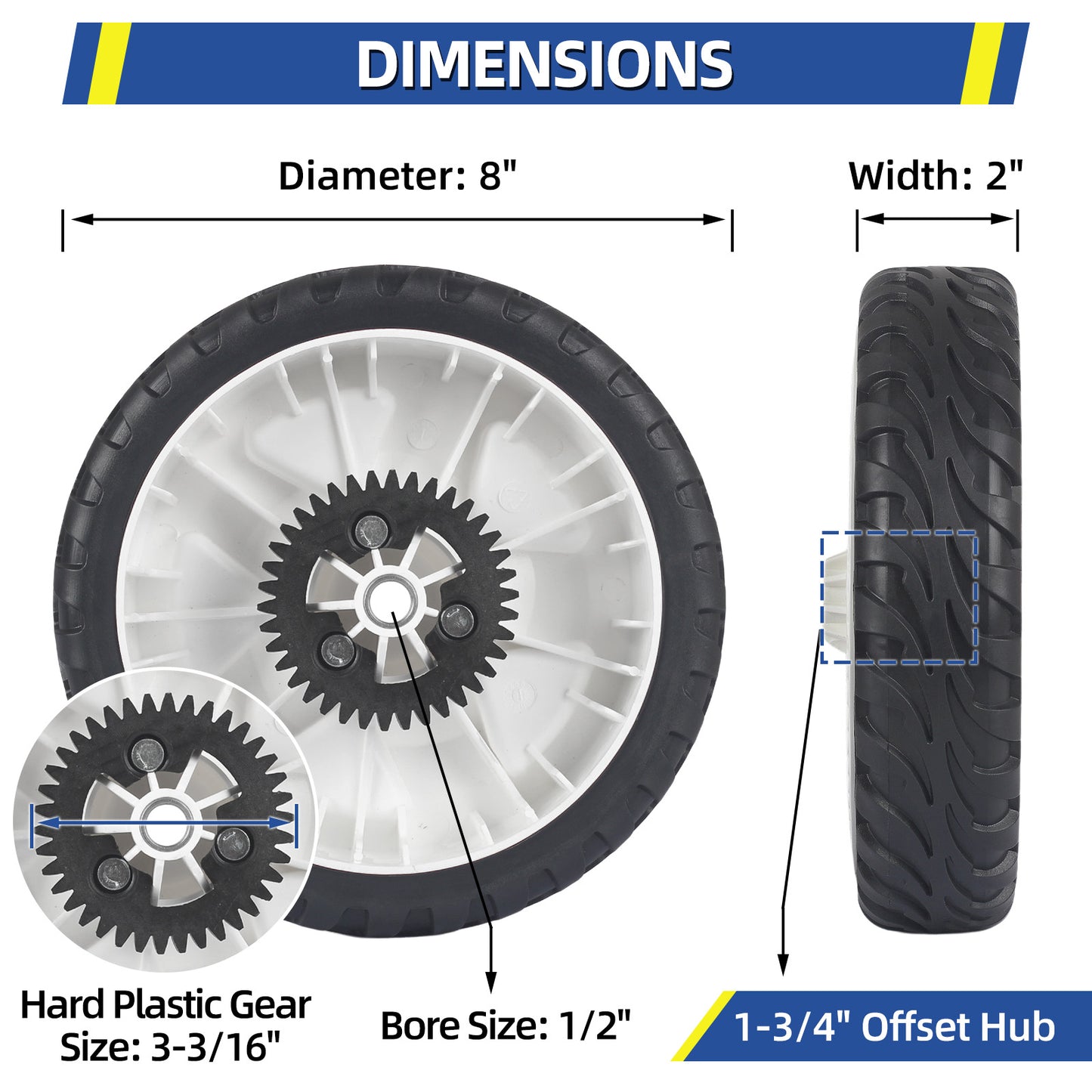 138-3216 115-4695 Replacement Rear Drive Wheels for Toro Lawn Mowers - 8" Plastic Gear Assembly, Fits Toro 20332 20333 20334 Recycler Push Mower, 2 Pack