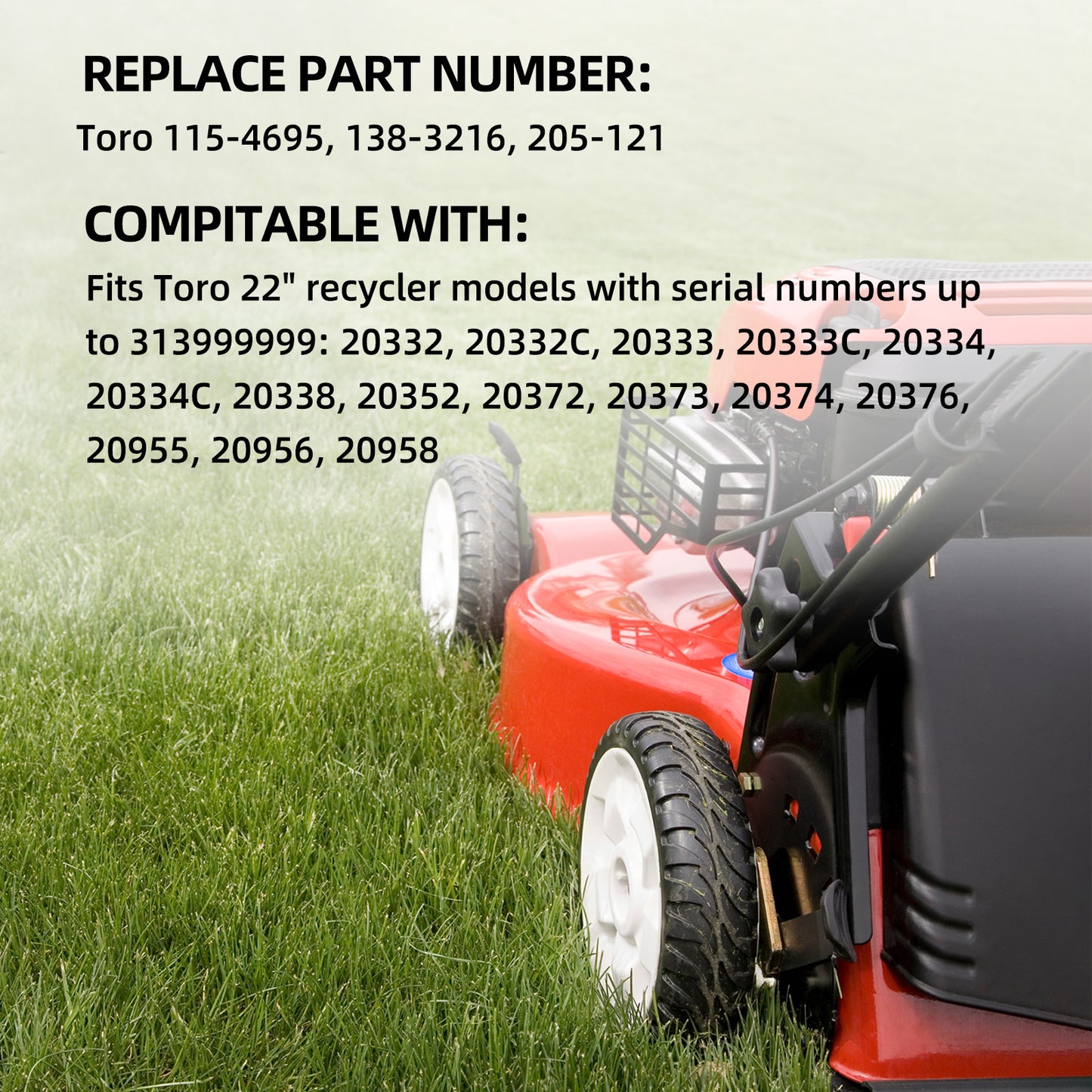 138-3216 115-4695 Replacement Rear Drive Wheels for Toro Lawn Mowers - 8" Plastic Gear Assembly, Fits Toro 20332 20333 20334 Recycler Push Mower, 2 Pack