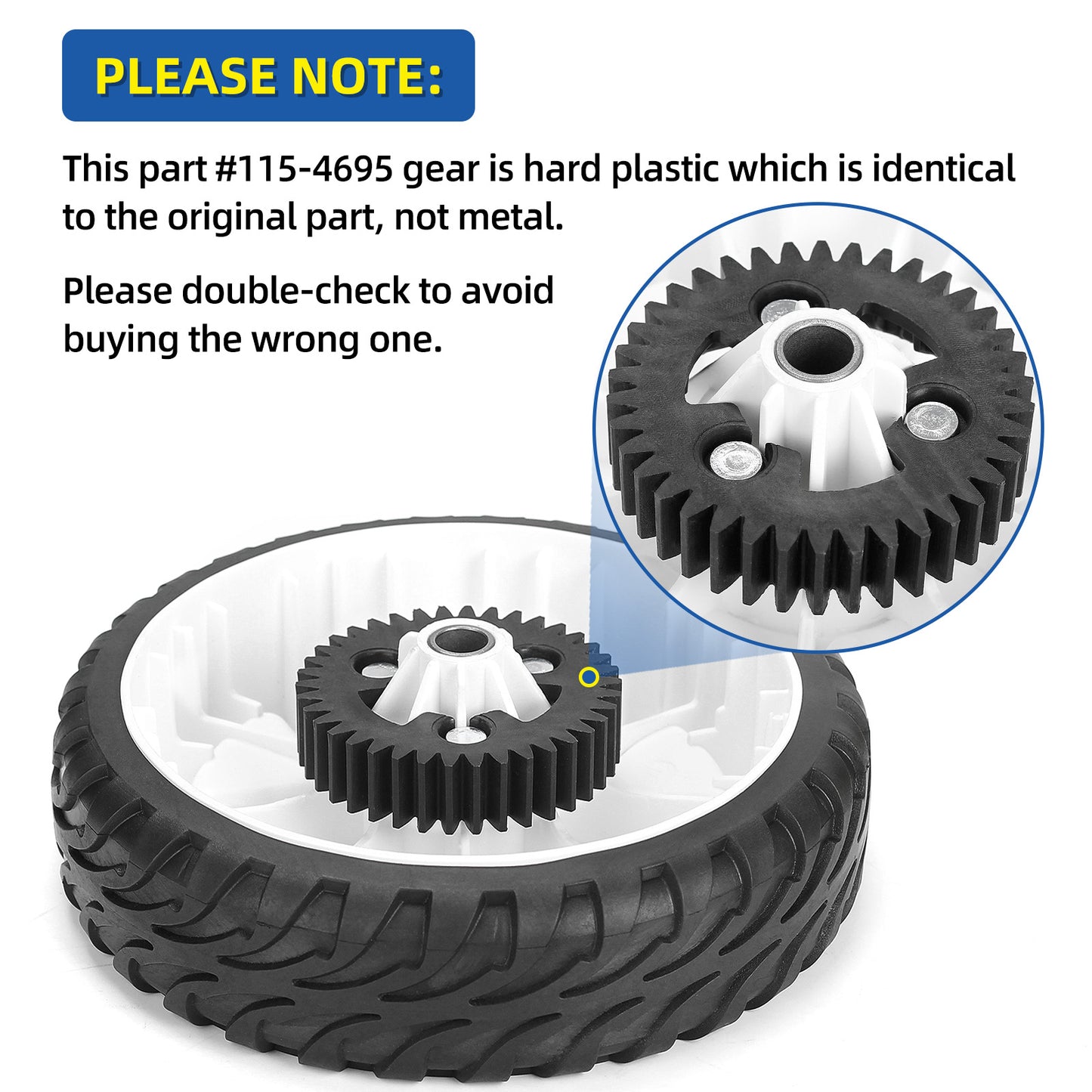 138-3216 115-4695 Replacement Rear Drive Wheels for Toro Lawn Mowers - 8" Plastic Gear Assembly, Fits Toro 20332 20333 20334 Recycler Push Mower, 2 Pack