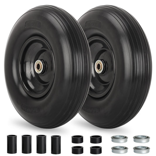 4.00-6 Flat-free Solid Tire and Wheel, 13" Wheelbarrow Tire, with 5/8" Axle Bore Hole, 1.75" Center Hub for Wheelbarrow Garden Wagon Cart Replacement (2 Pack)