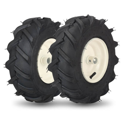 13x5.00-6" Tiller Tire and Wheel, 1" Axle Size, 3-1/8" Centered Hub, 13x5-6 Super Lug Tractor &amp; Trencher Tire Replacement (2 pack)