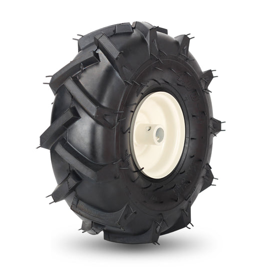 11x4.00-4" Tubeless Tiller Tire and Wheel, 3/4" Axle Size, 3-1/8" Centered Hub, Agriculture Super Lug Tractor & Trencher Tire, Compatible with Craftsman & Troy-Bilt Tiller, 1 Pack